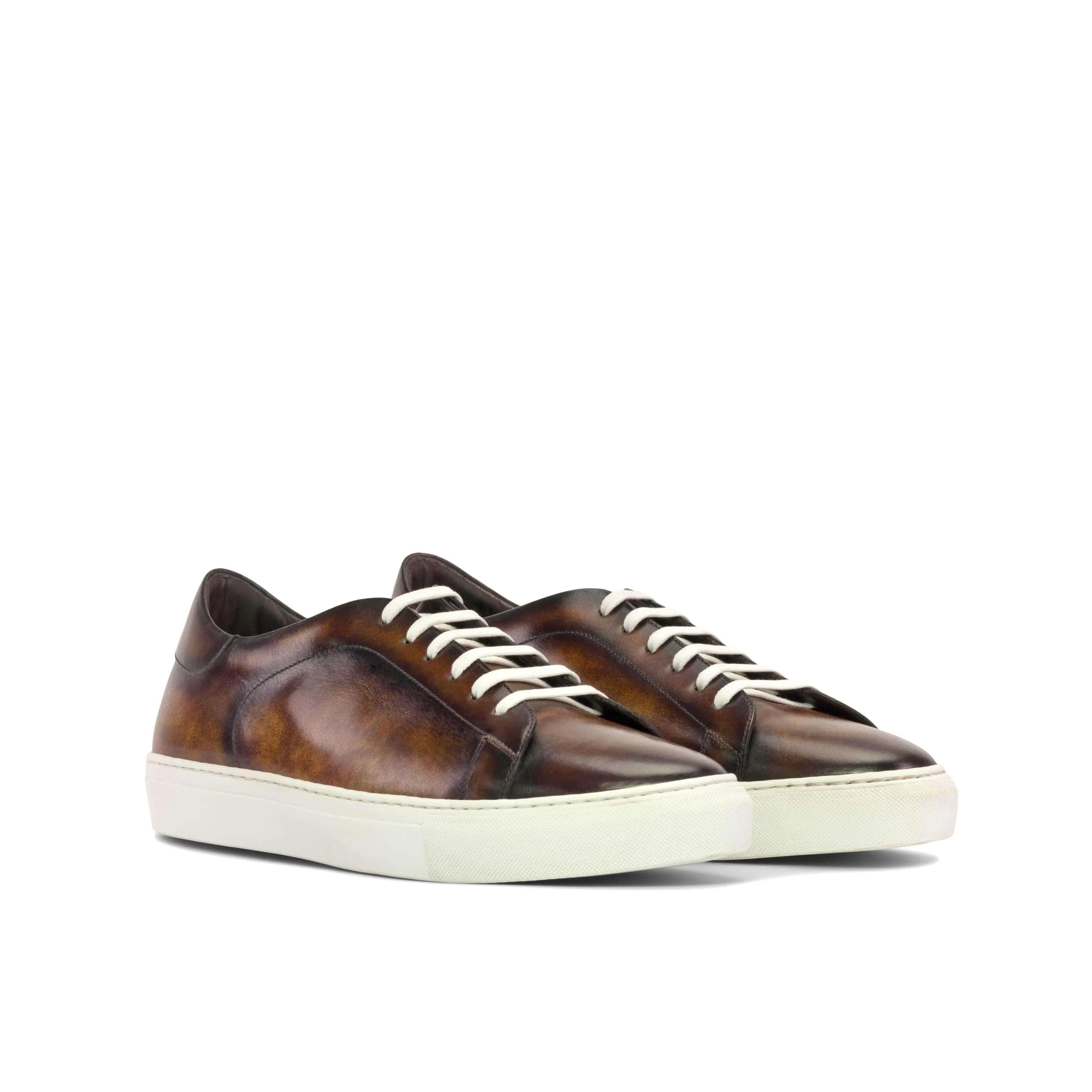 Brown leather 1789 trainer patina sneaker with cupsole