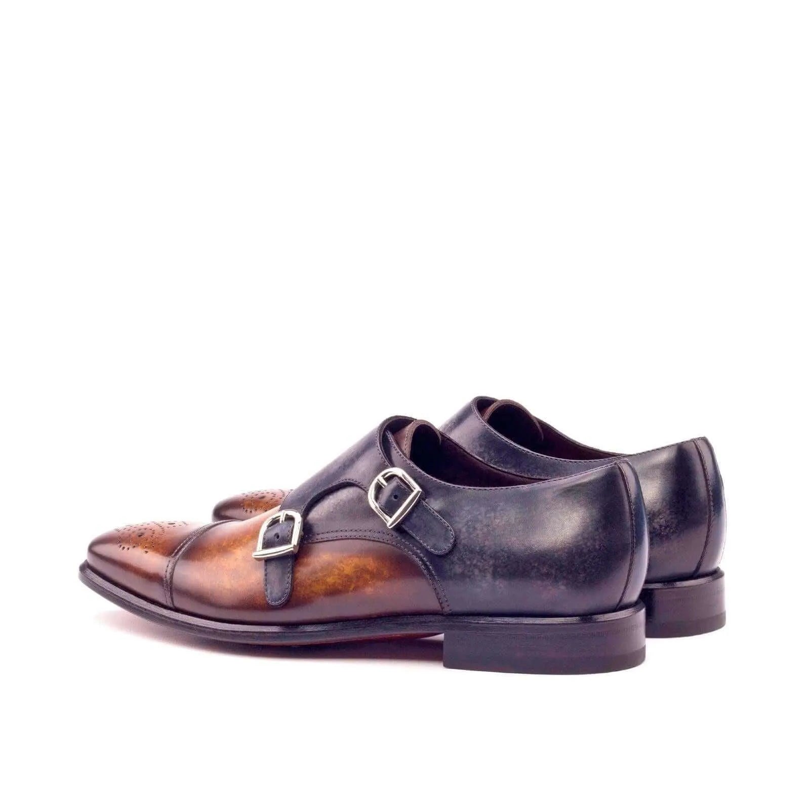 1825 double monk patina two-toned leather shoes