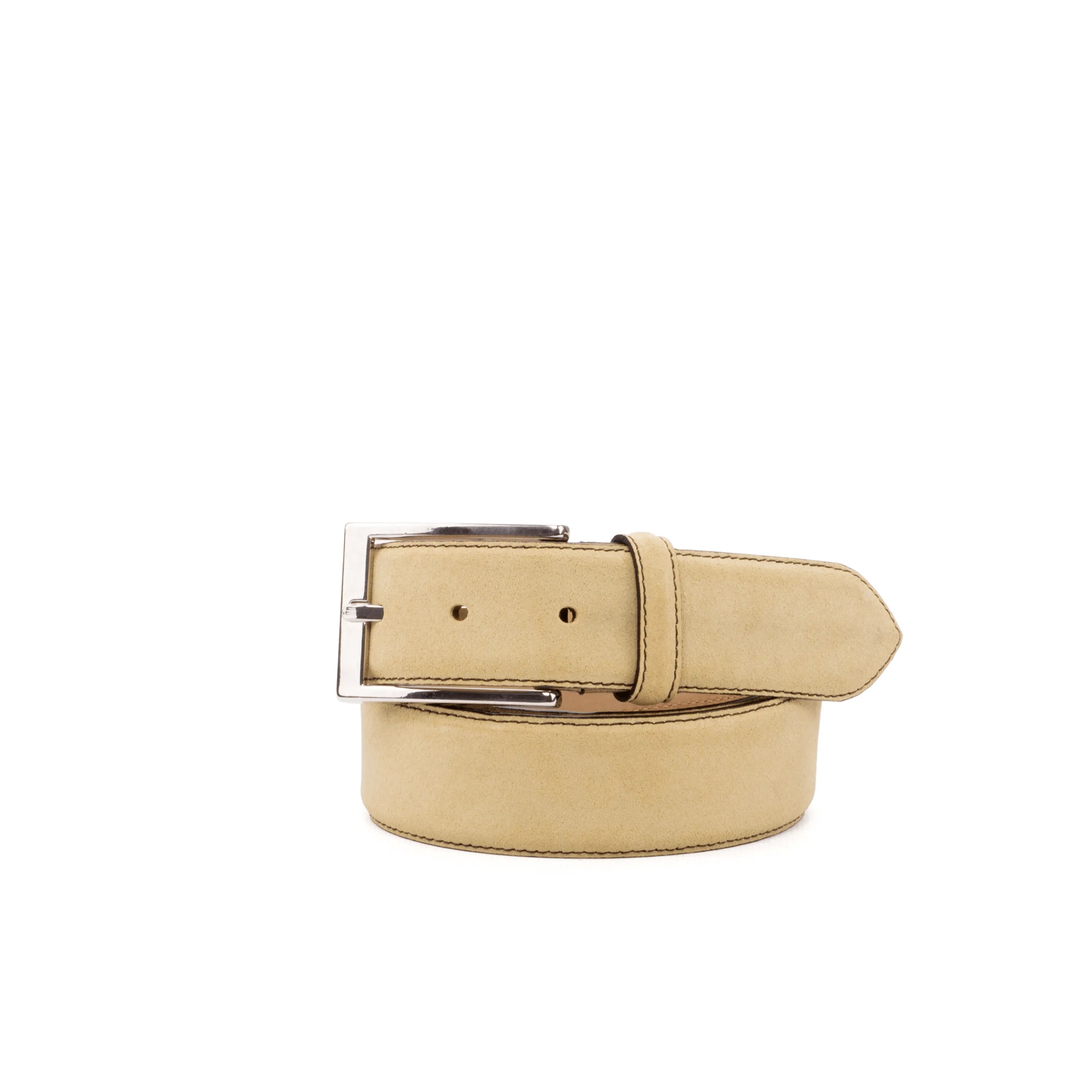 Aaron Hamptons belt in beige leather with silver buckle