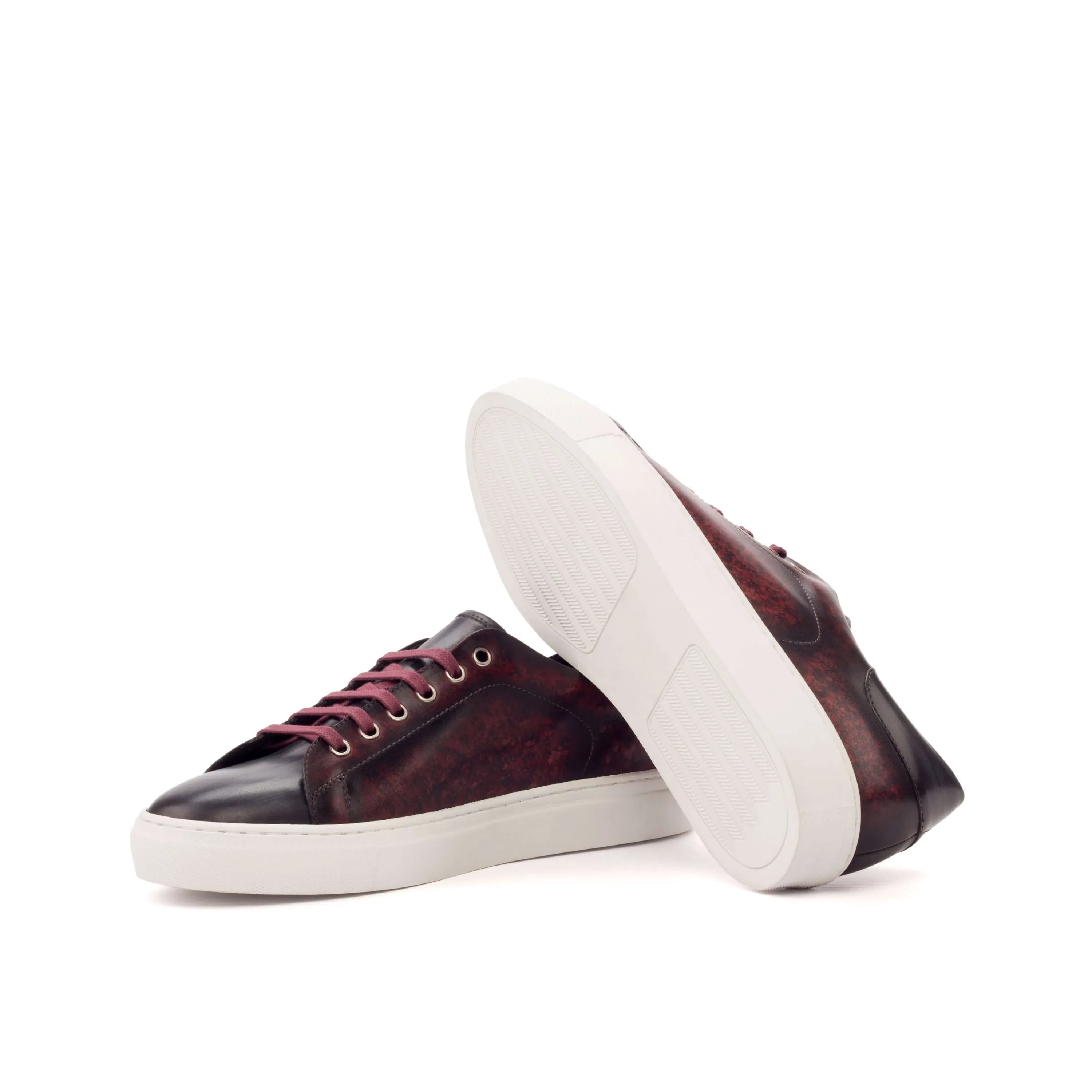Burgundy leather Abril Trainer Patina Sneaker II with crust patina