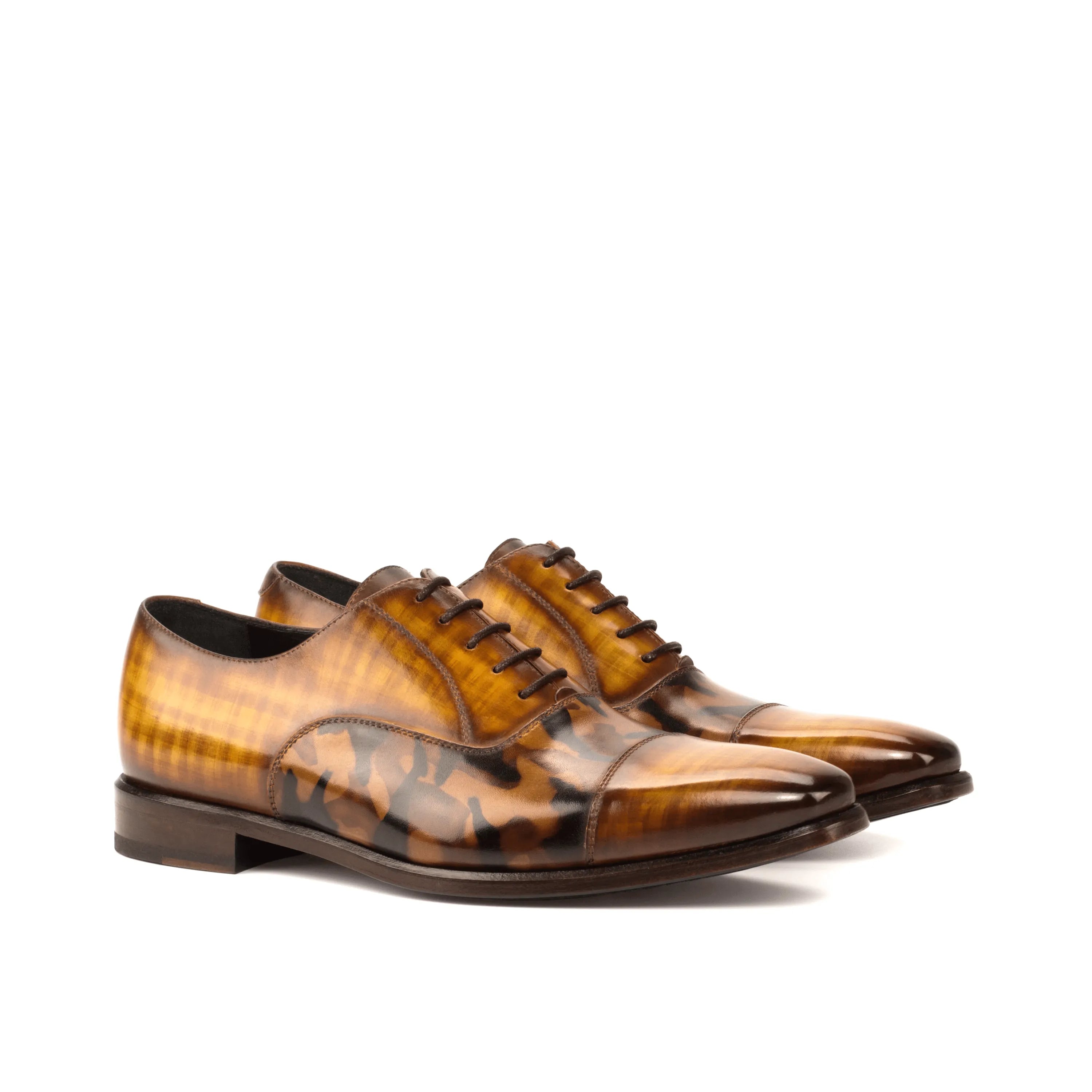 Agent Oxford patina brown leather dress shoes back view