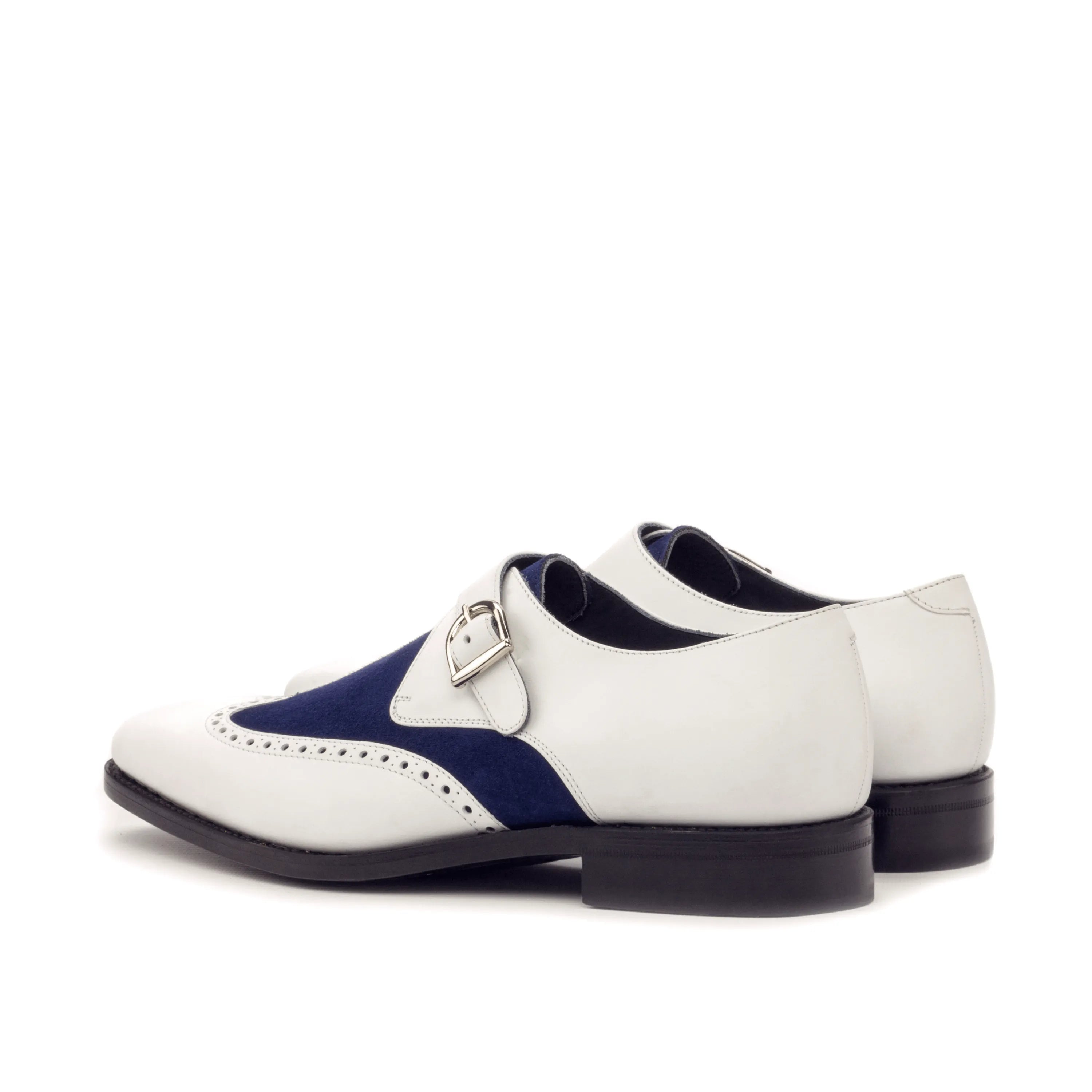 Aja single monk shoes in white and blue leather