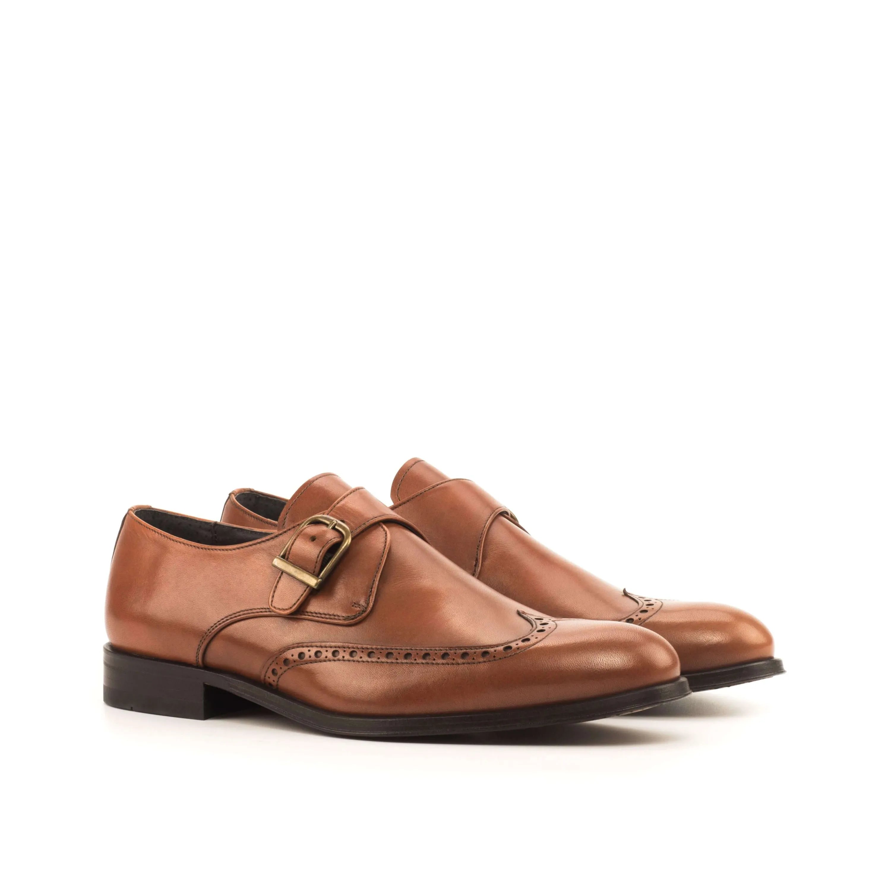 Pair of brown leather Alo Single Monk shoes