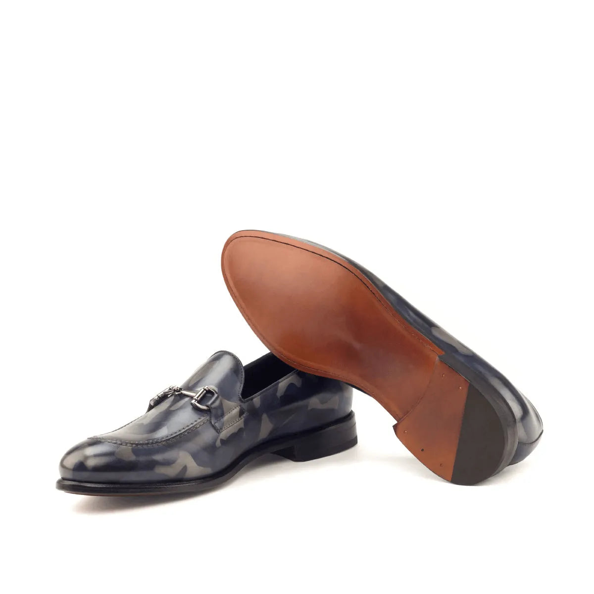 Andrew camo patina loafers in camouflage leather