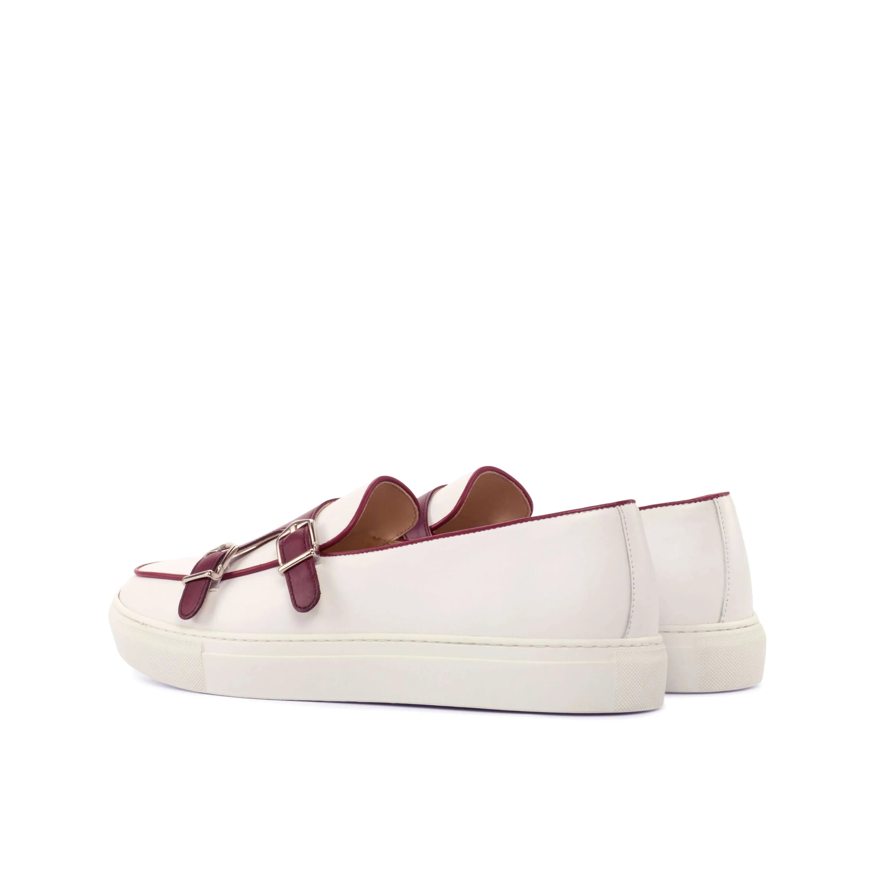 Andrew81 monk sneaker in white nappa leather double monk design