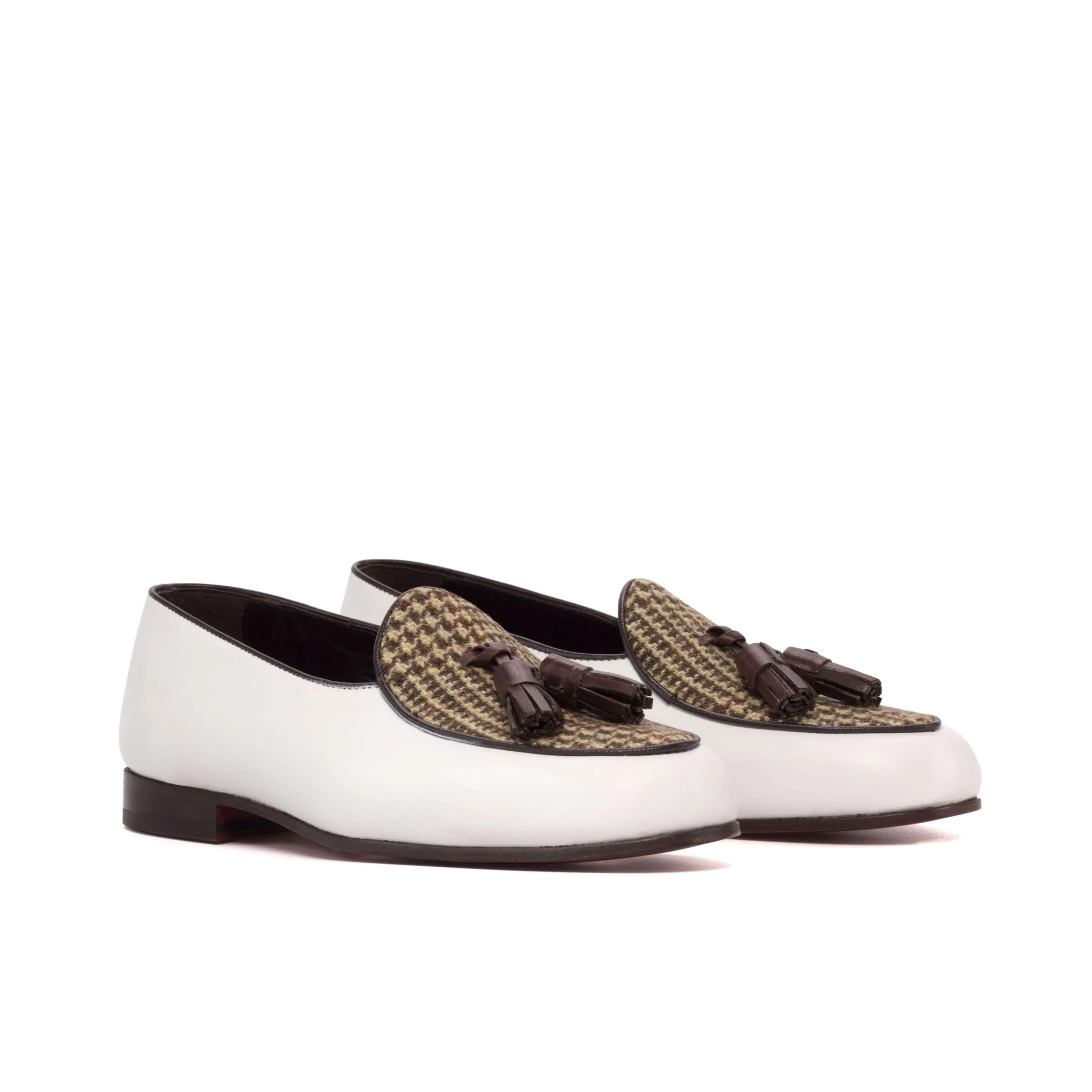 Aristo Belgian slipper with white leather tassel loafers