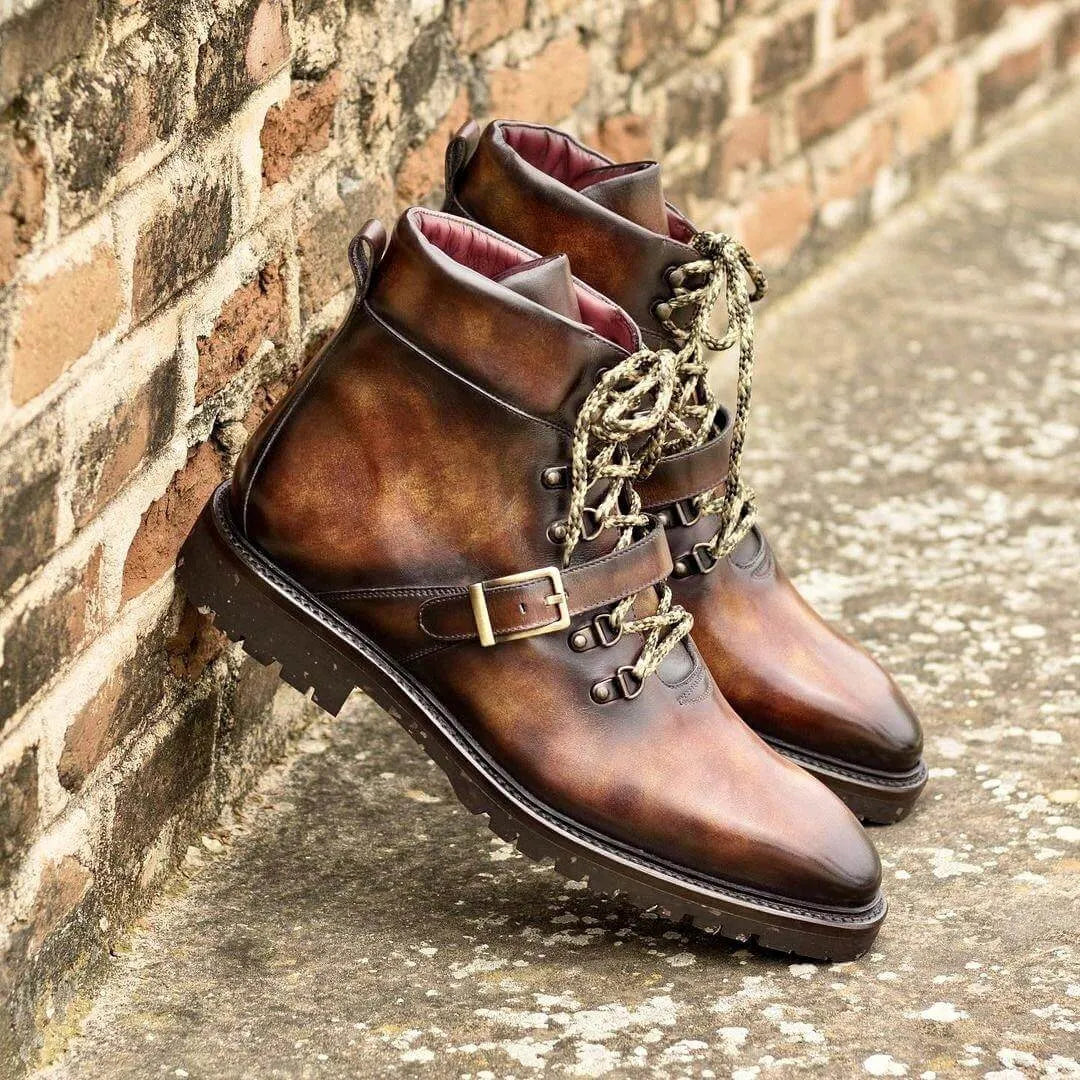 Avarest Patina hiking boots in brown calf leather