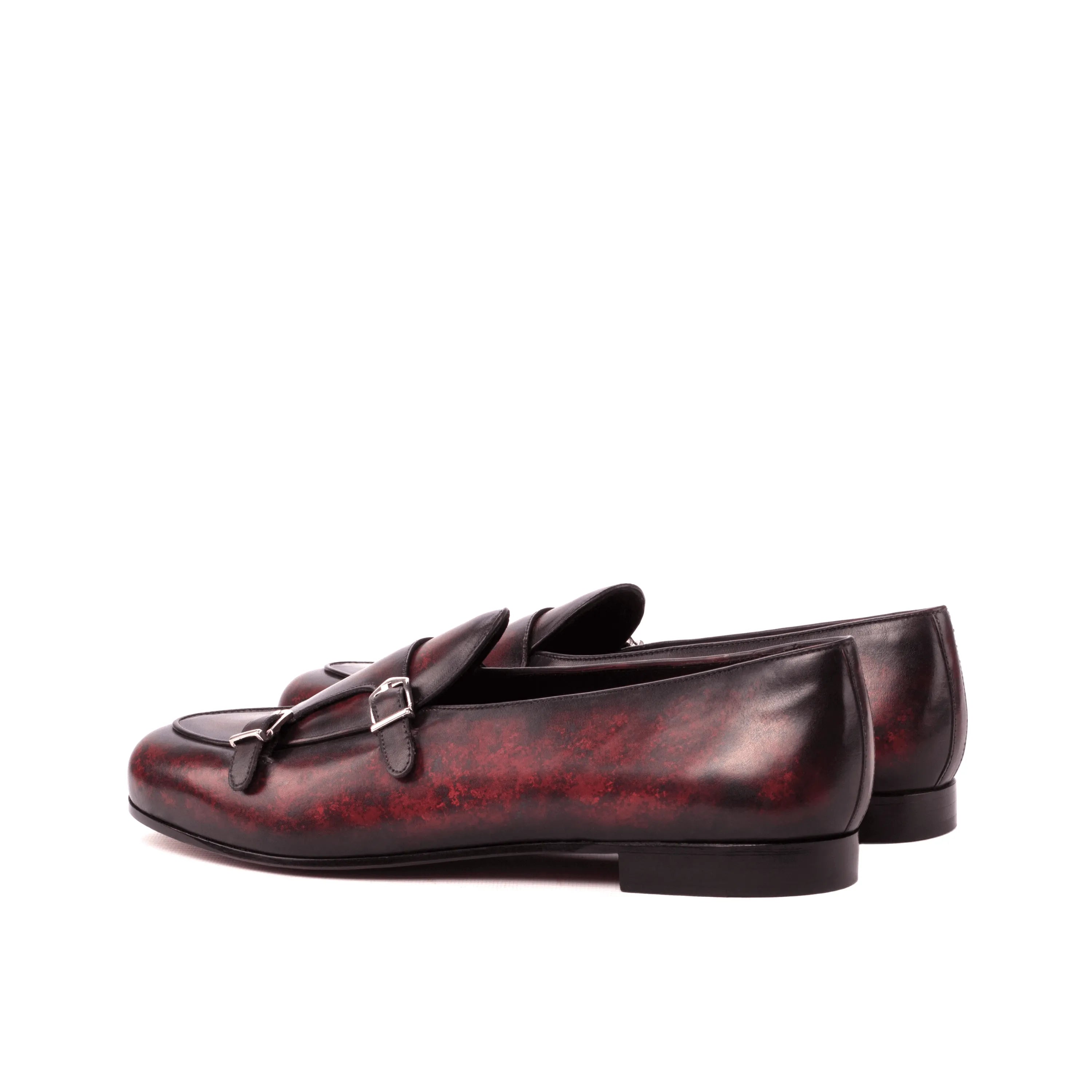 Burgundy leather double monk Baha Belgian Monk Slipper II back view
