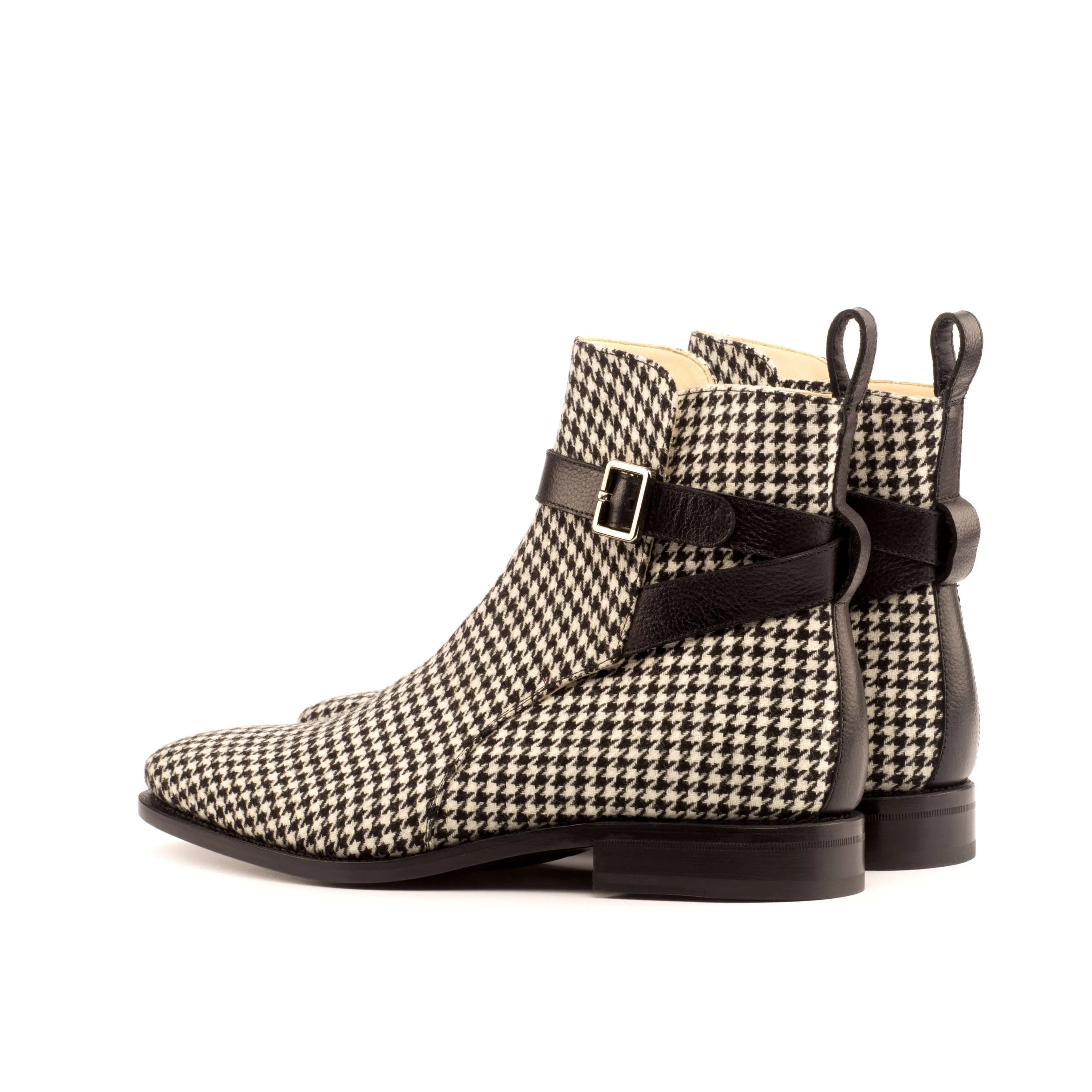 Banderas Jodhpur Boots with houndstooth ankle design and black leather straps