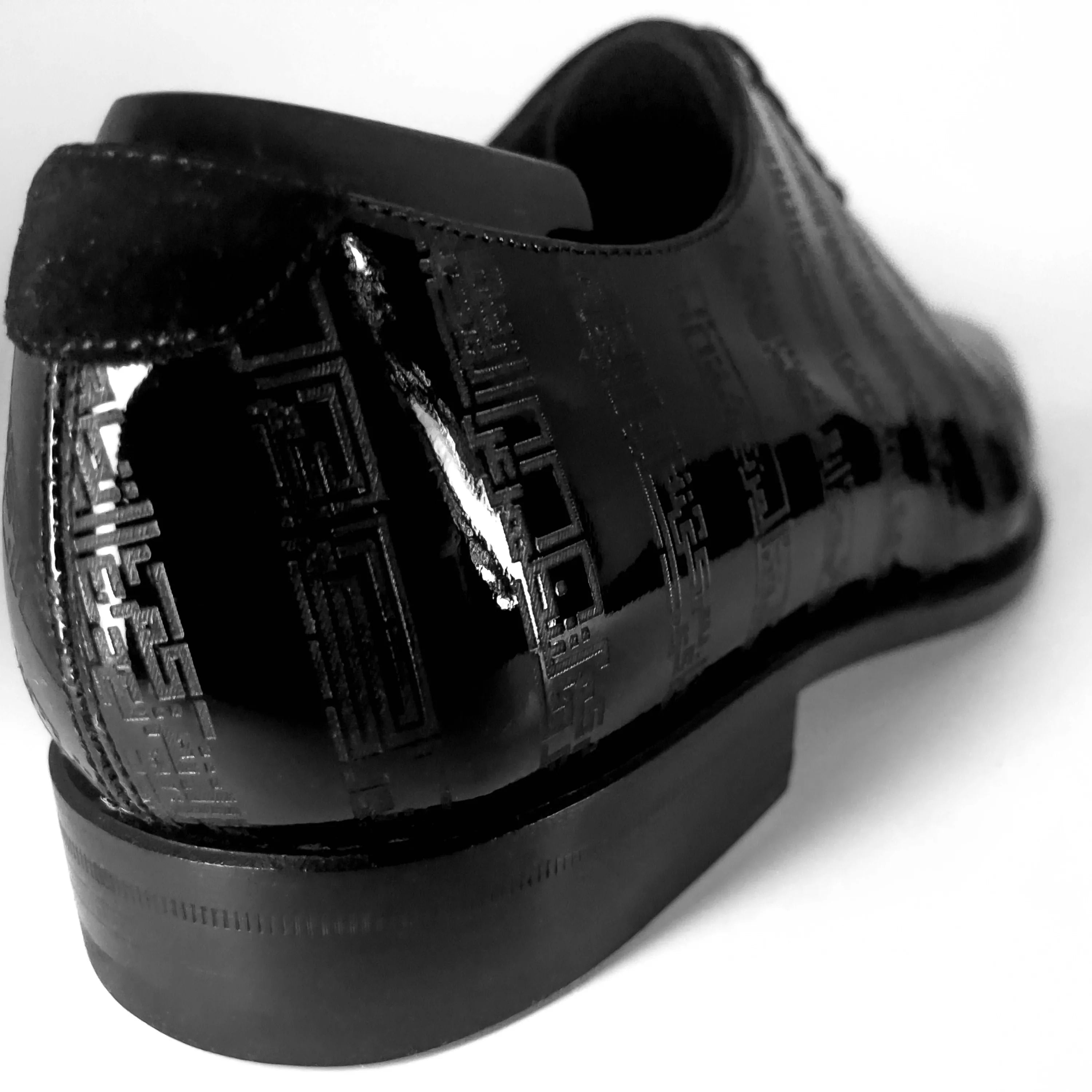 Black patent leather throne wholecut luxury bespoke shoe for men
