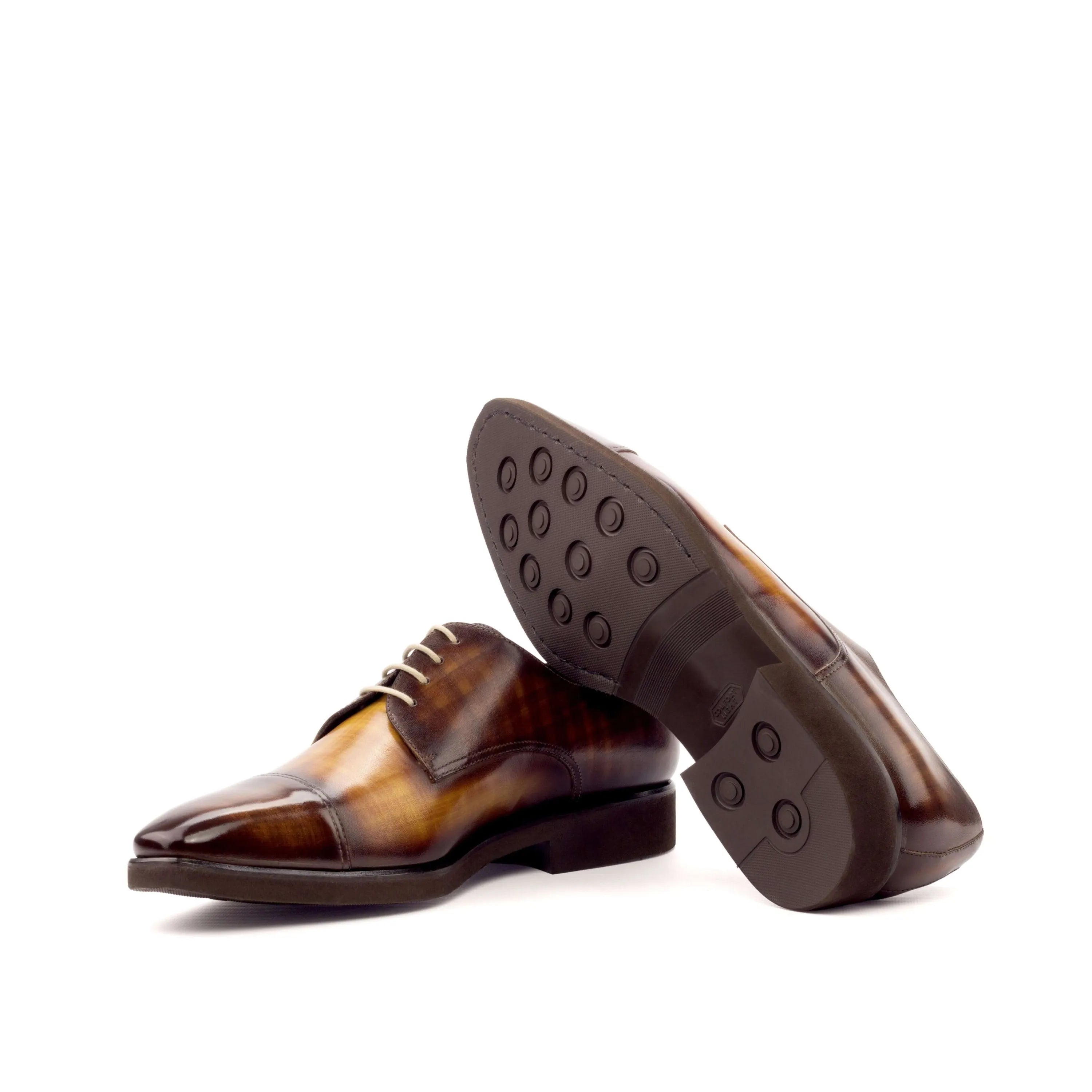 Belem Patina Derby brown leather dress shoes with crust patina