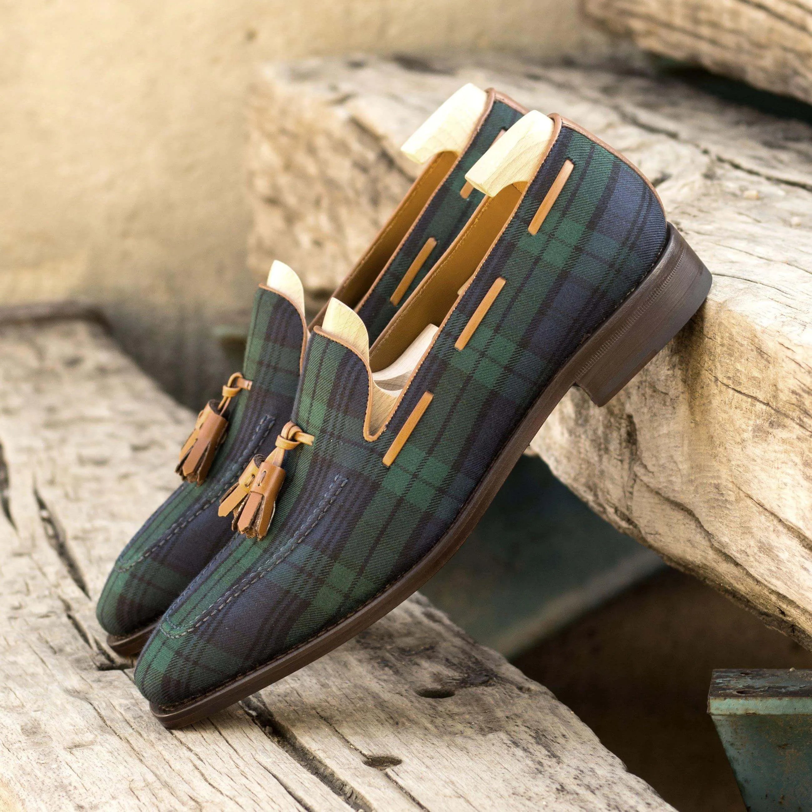 Boardwalk loafers II in tartan plaid with chisel toe for men