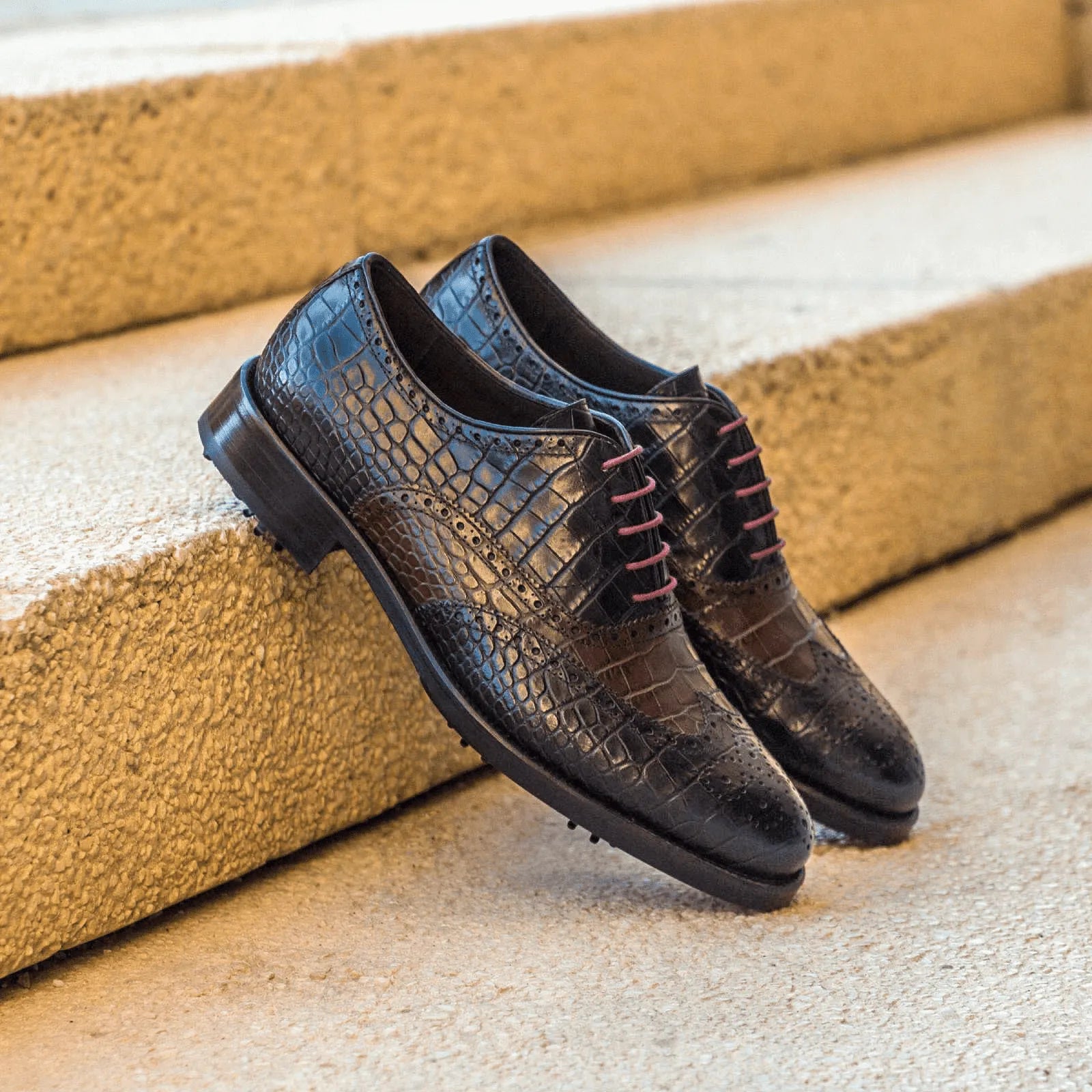Black crocodile leather Bobby Full Brogue golf shoes II