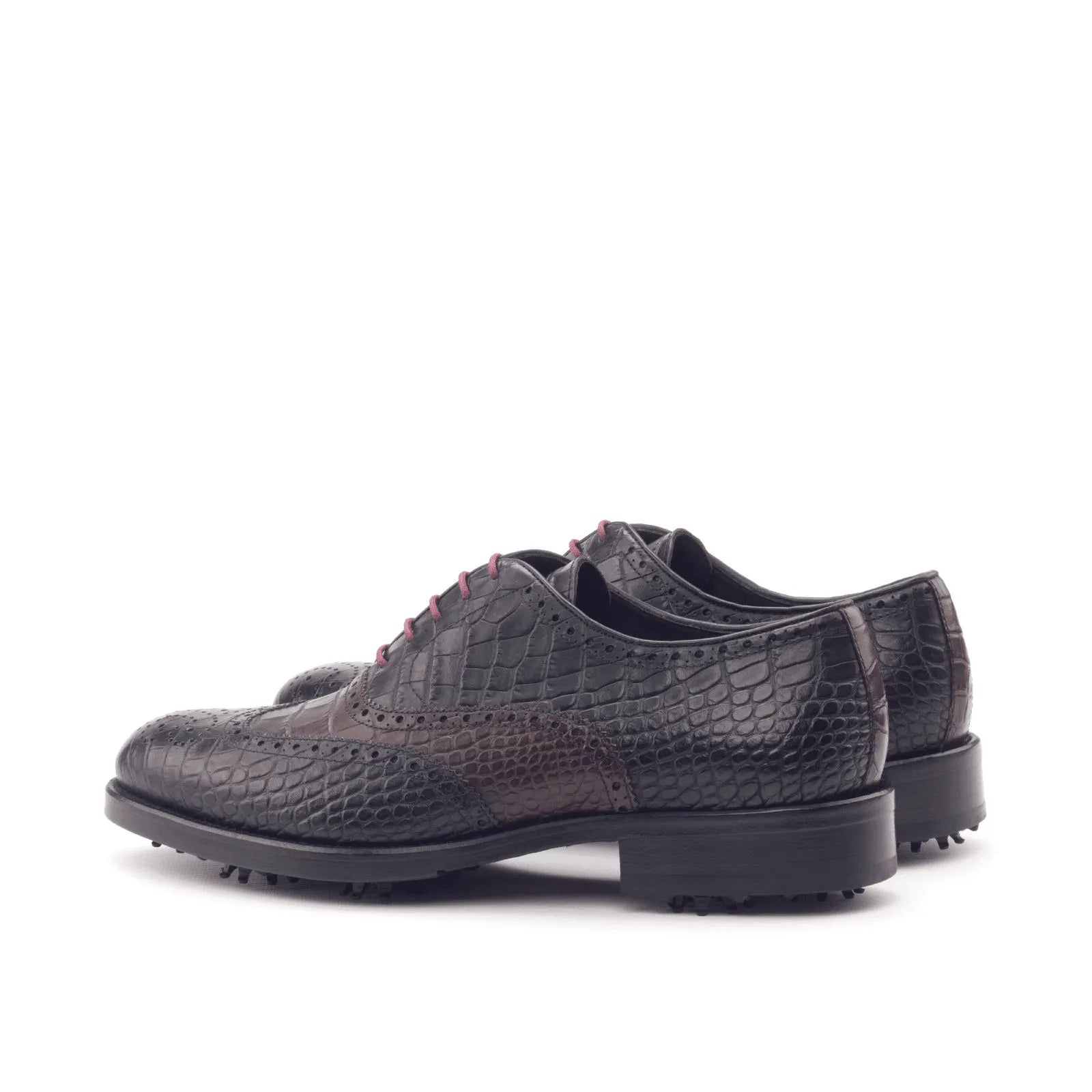 Black crocodile-patterned Bobby Full Brogue golf shoes II