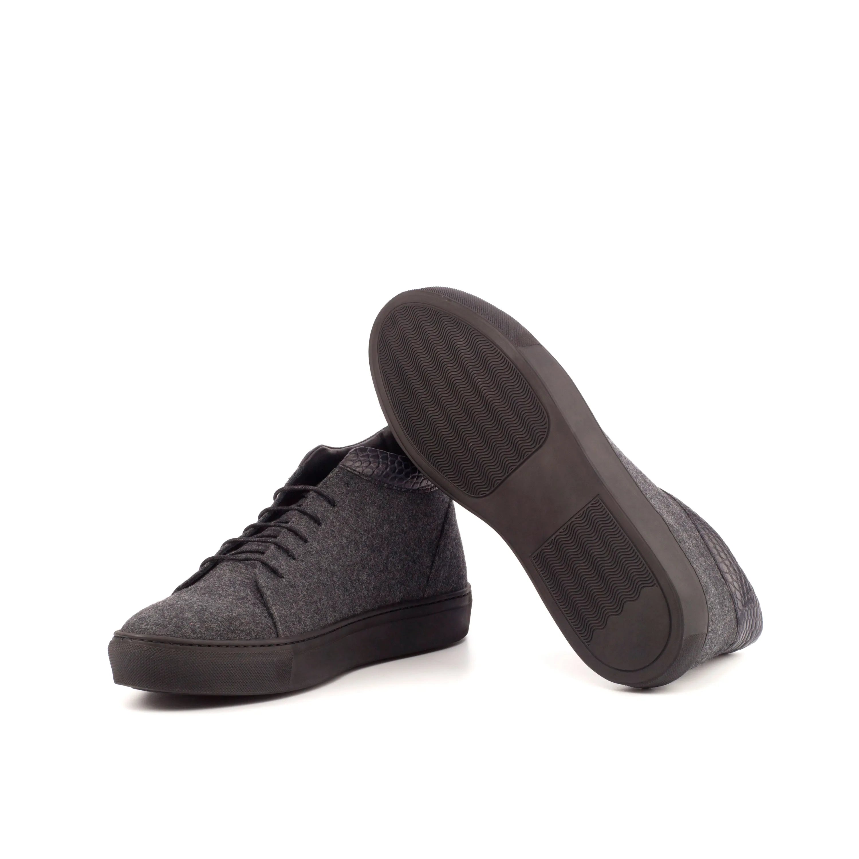 Pair of gray Bonza High top sneakers II, luxury bespoke shoes for men