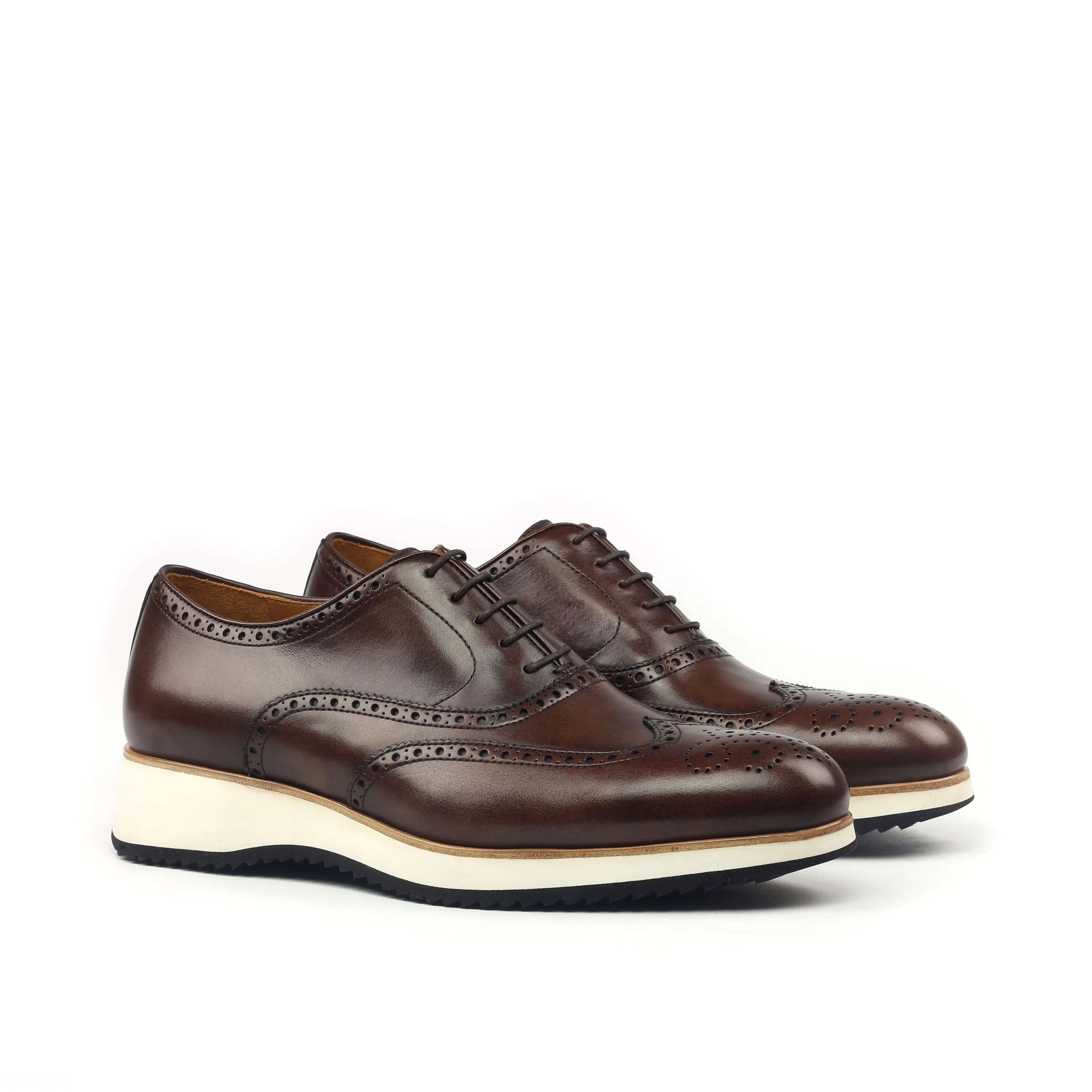 Brown leather Bourdin full brogue dress shoes for men