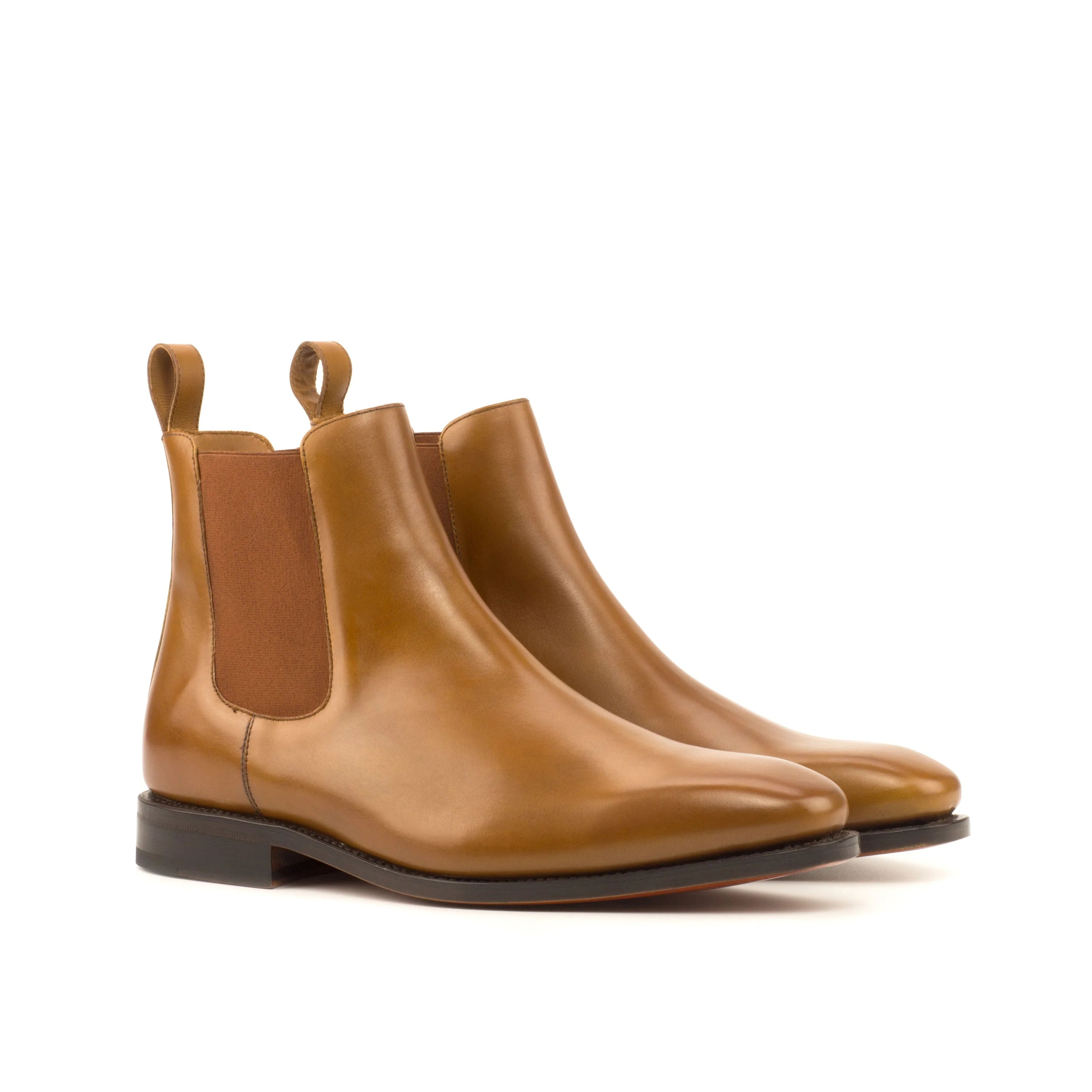 Braindo Chelsea Boots II tan leather chelsea boots with elastic panels