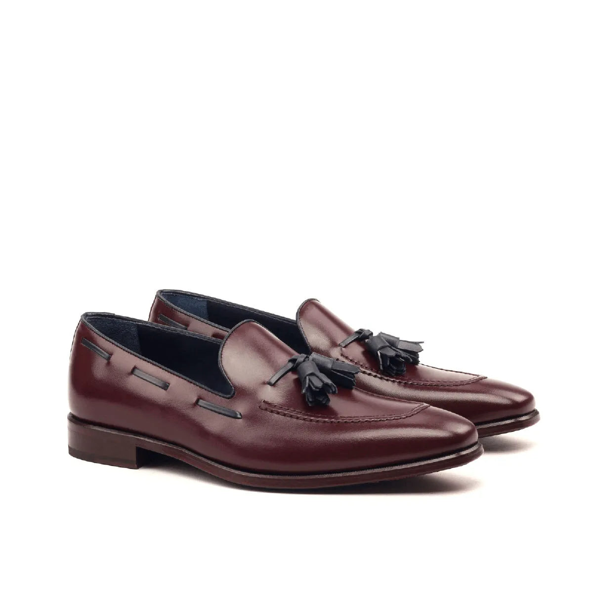 Burgundy box calf Broadway loafers for men, back view