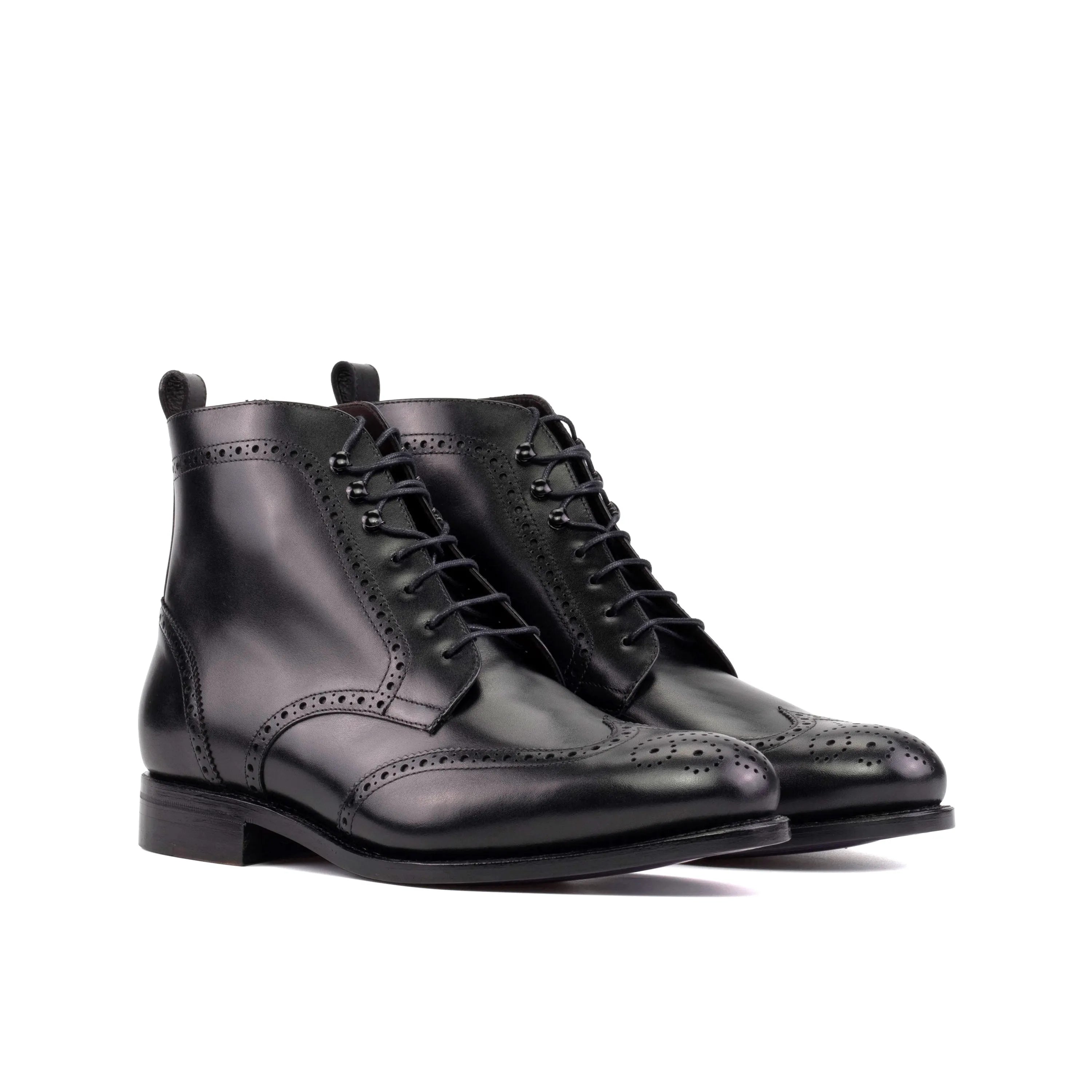 Capital Military Brogue Boots black leather wingtip military brogue boots
