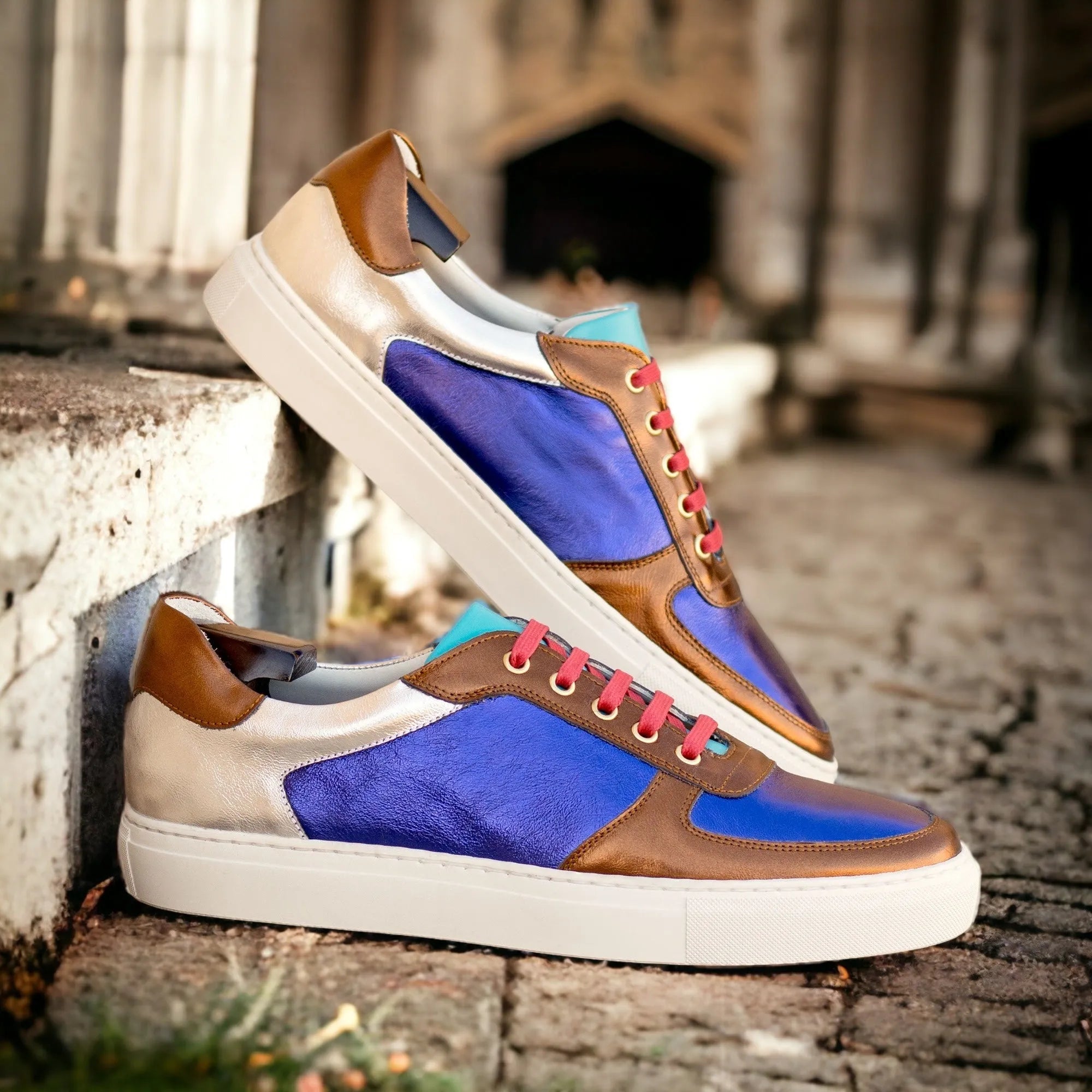 Carbon Low Top trainer sneakers in colorful metallic Italian leather