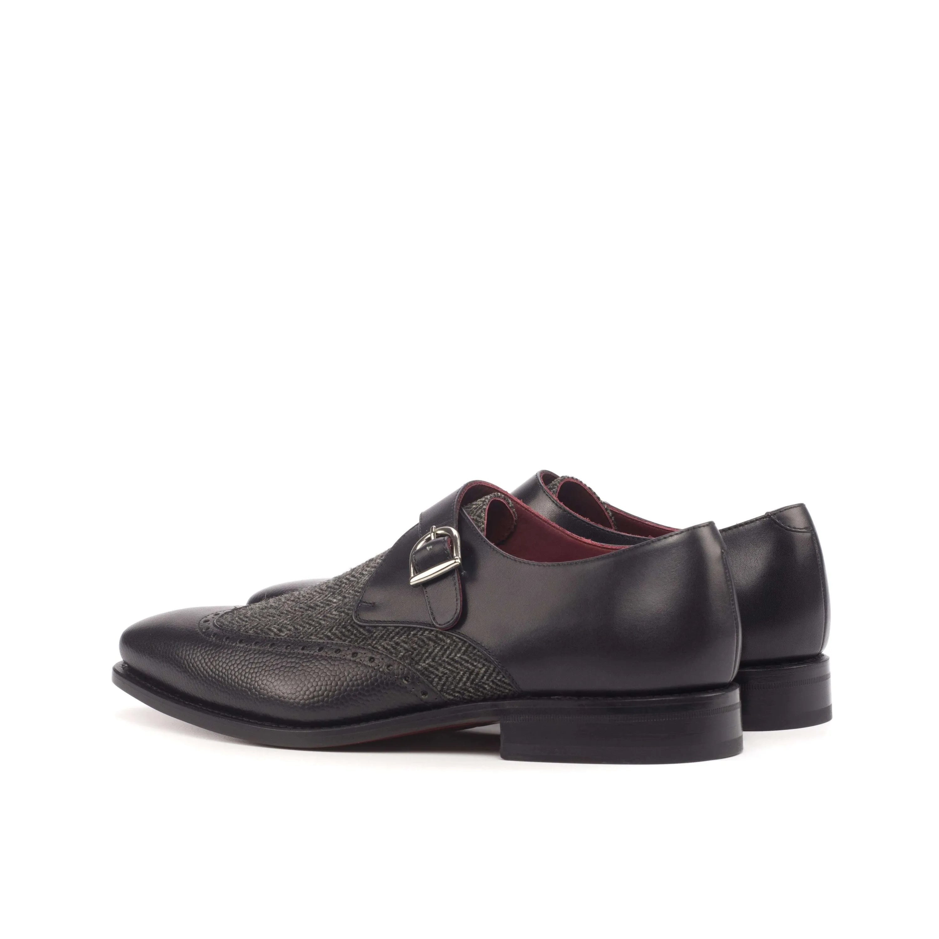Caval Single Monk black leather single monk strap shoes