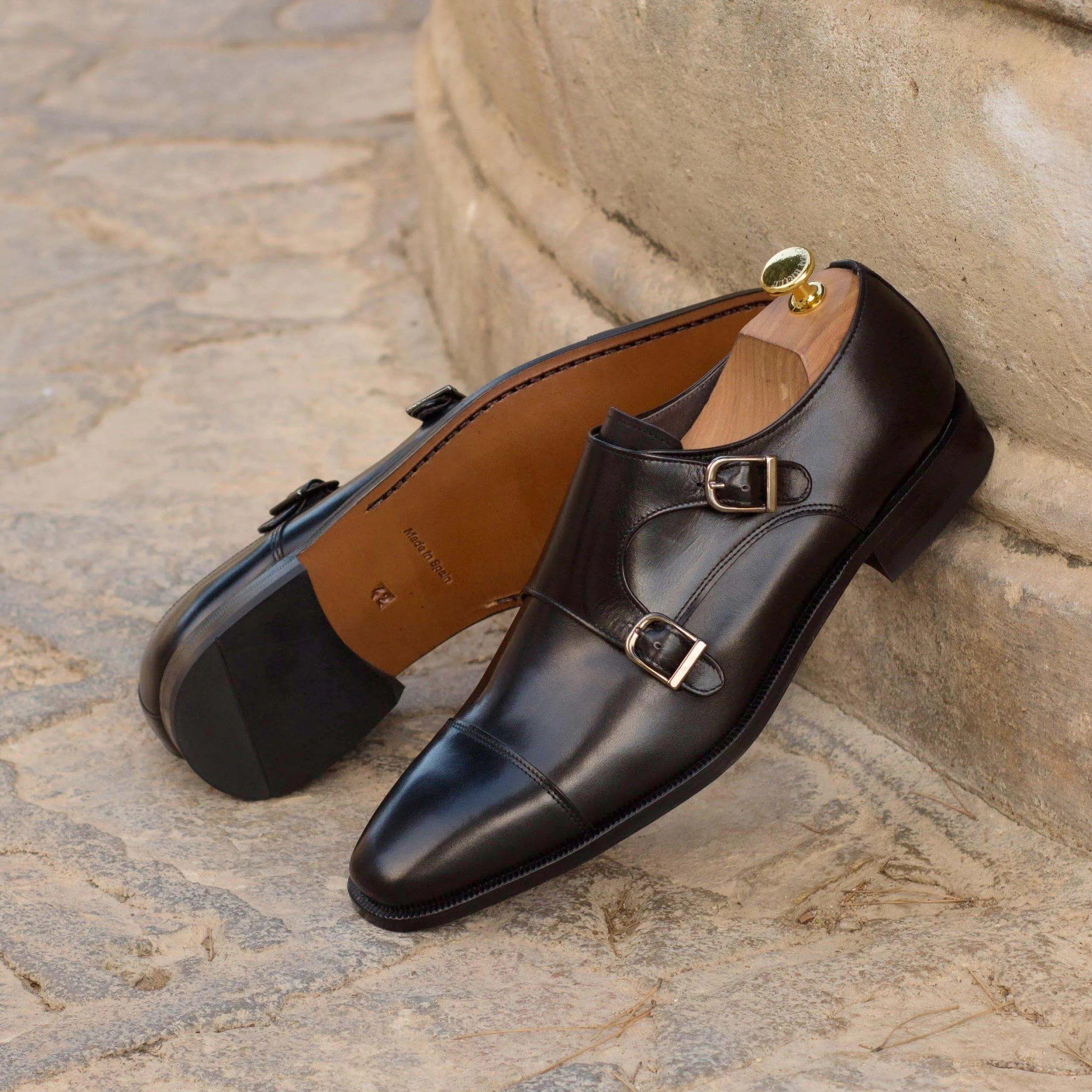 Cayton Double Monk II brown leather double monk shoes