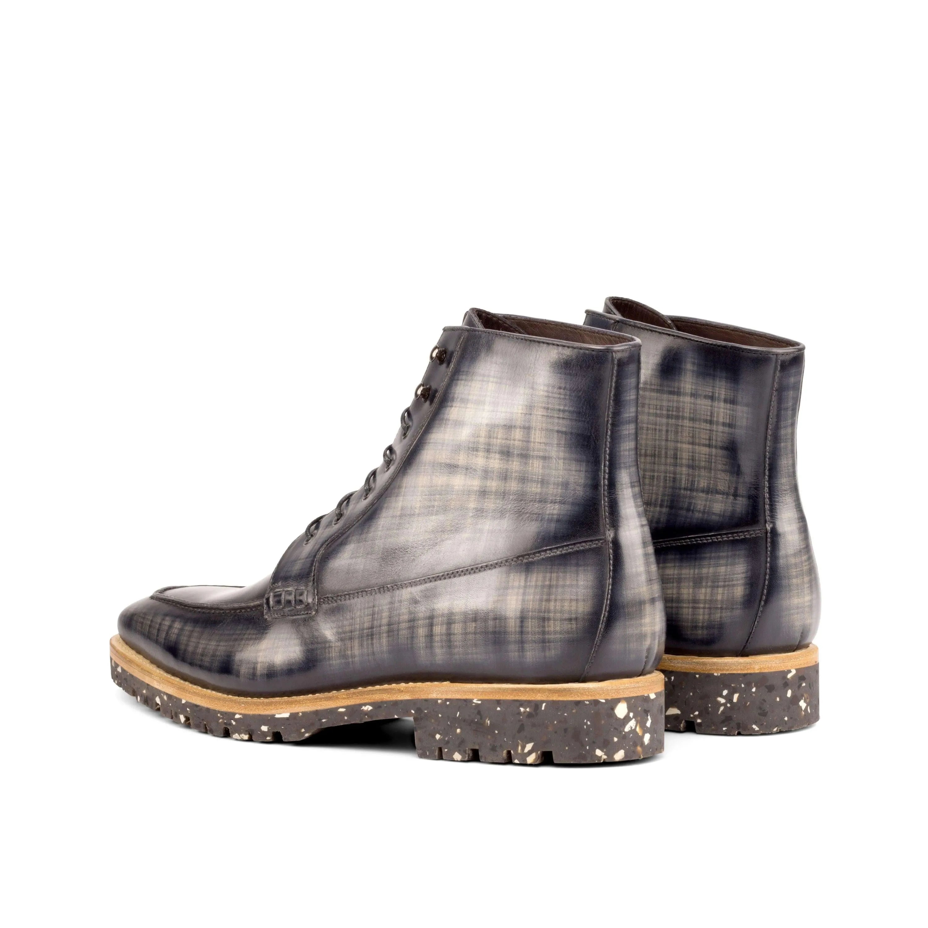 CEO Patina Moc gray leather lace-up boots