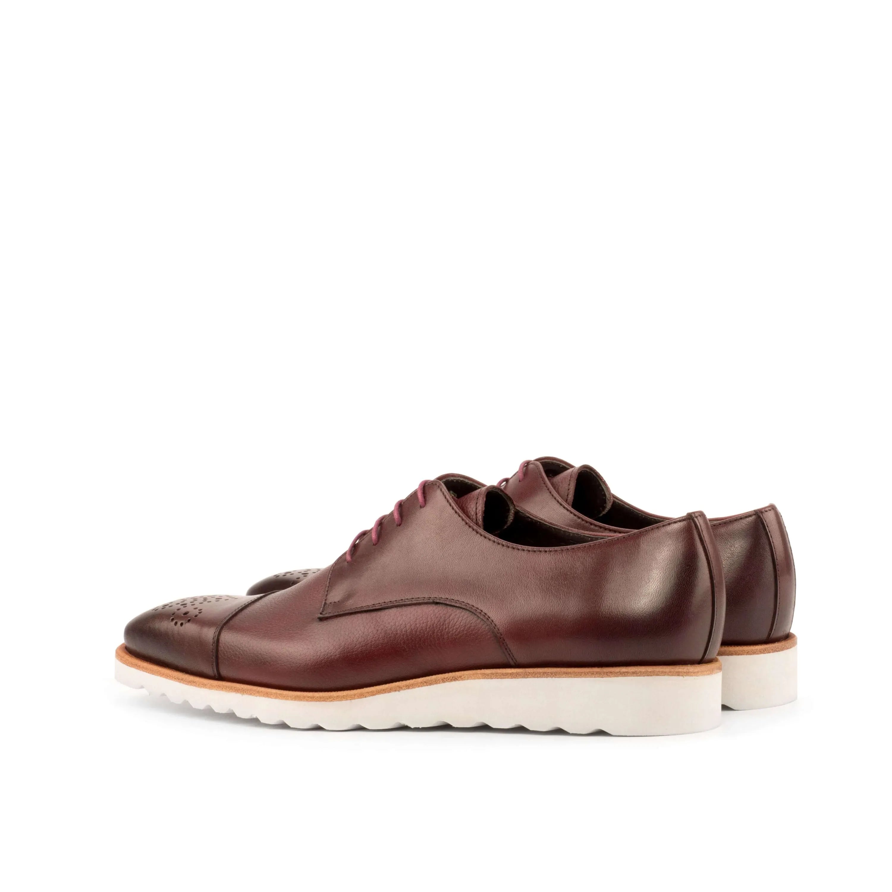 Chaska Derby Shoes in burgundy leather, back view