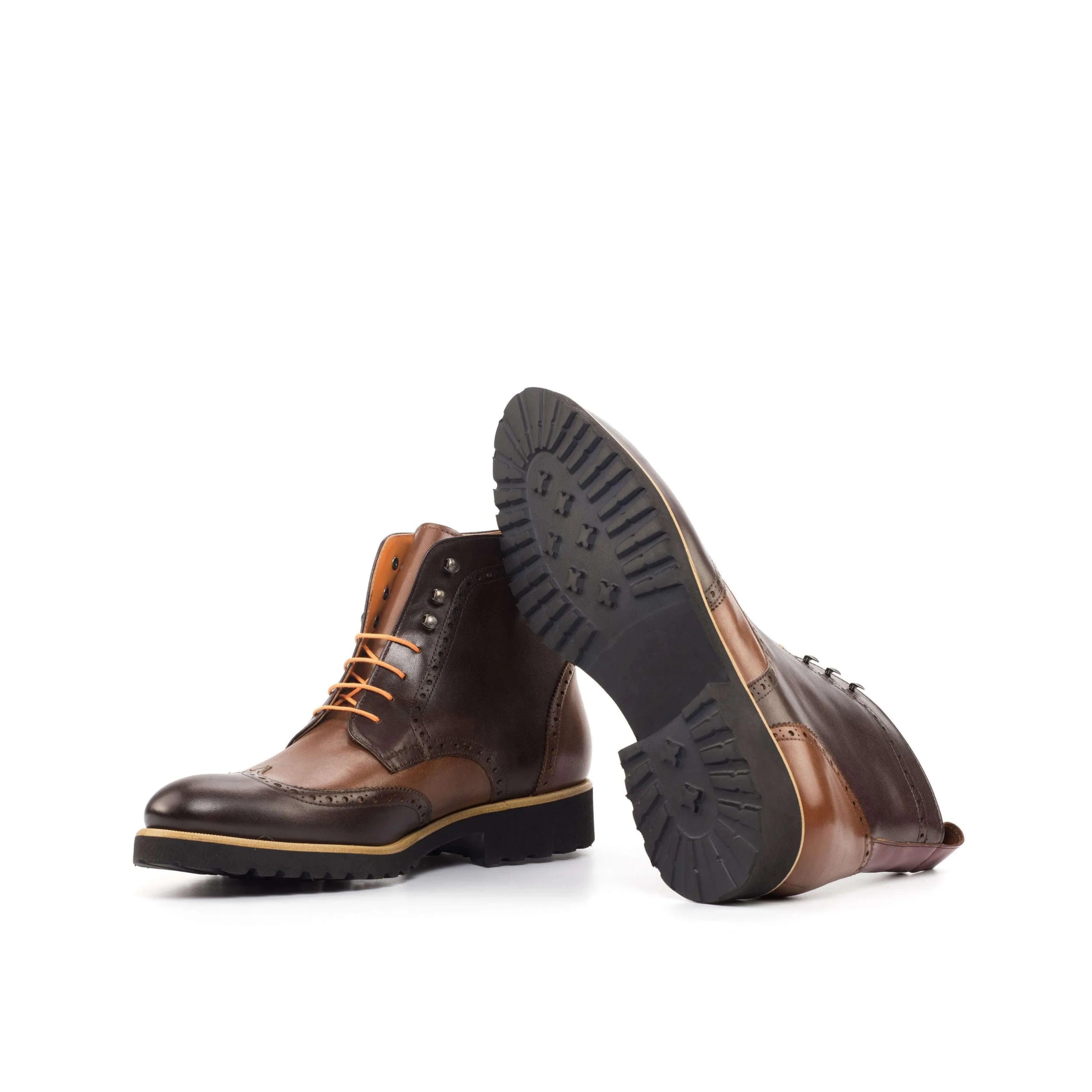 CL89 Military Brogue Boots II in brown painted calf leather wingtip design