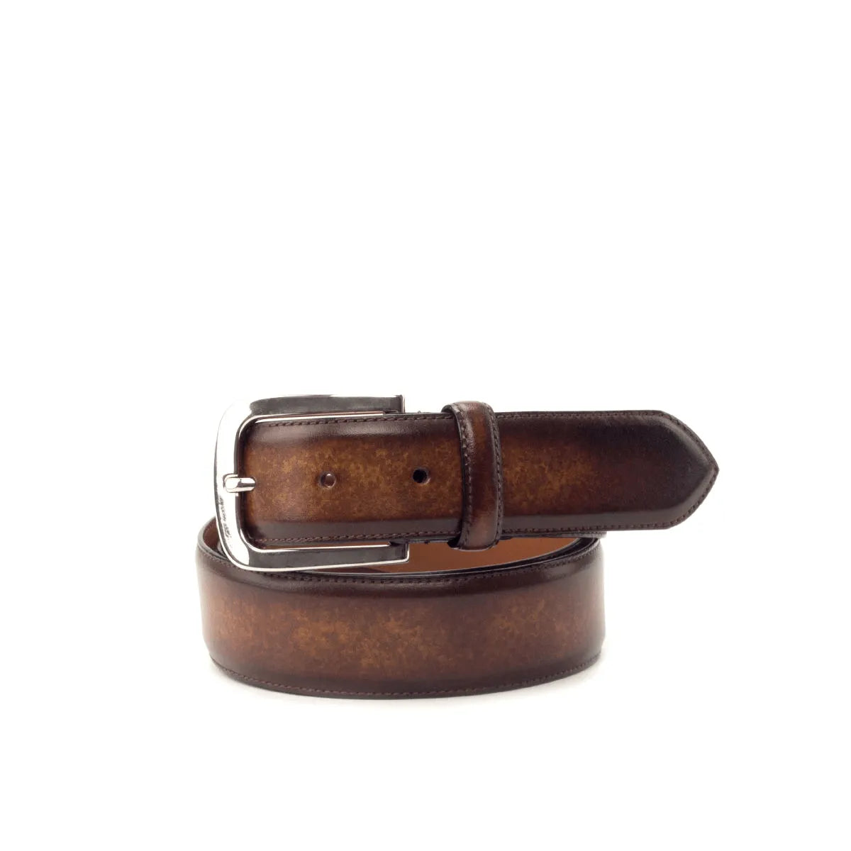 Corallo Hampton patina belt in brown leather with silver buckle