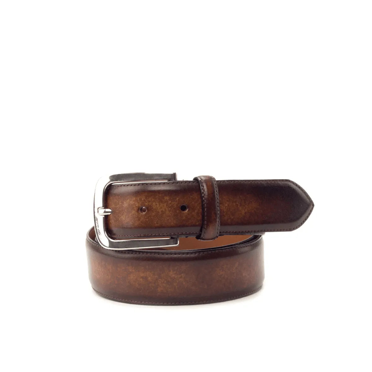 Corallo Hampton Patina Belt II brown leather with silver buckle