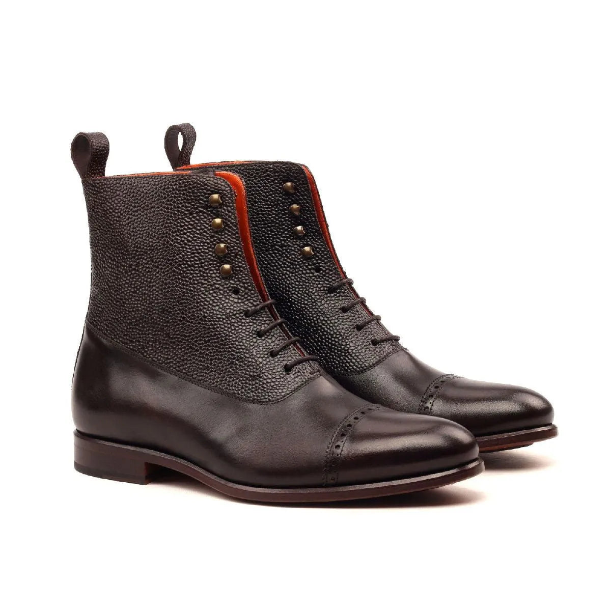 Dan Balmoral Boots II dark brown two-toned leather lace-up balmoral boots