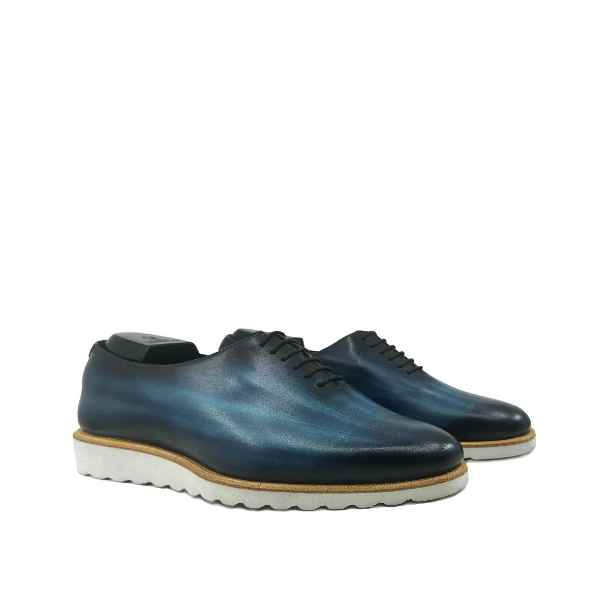 Danny Patina Wholecut blue leather dress shoes