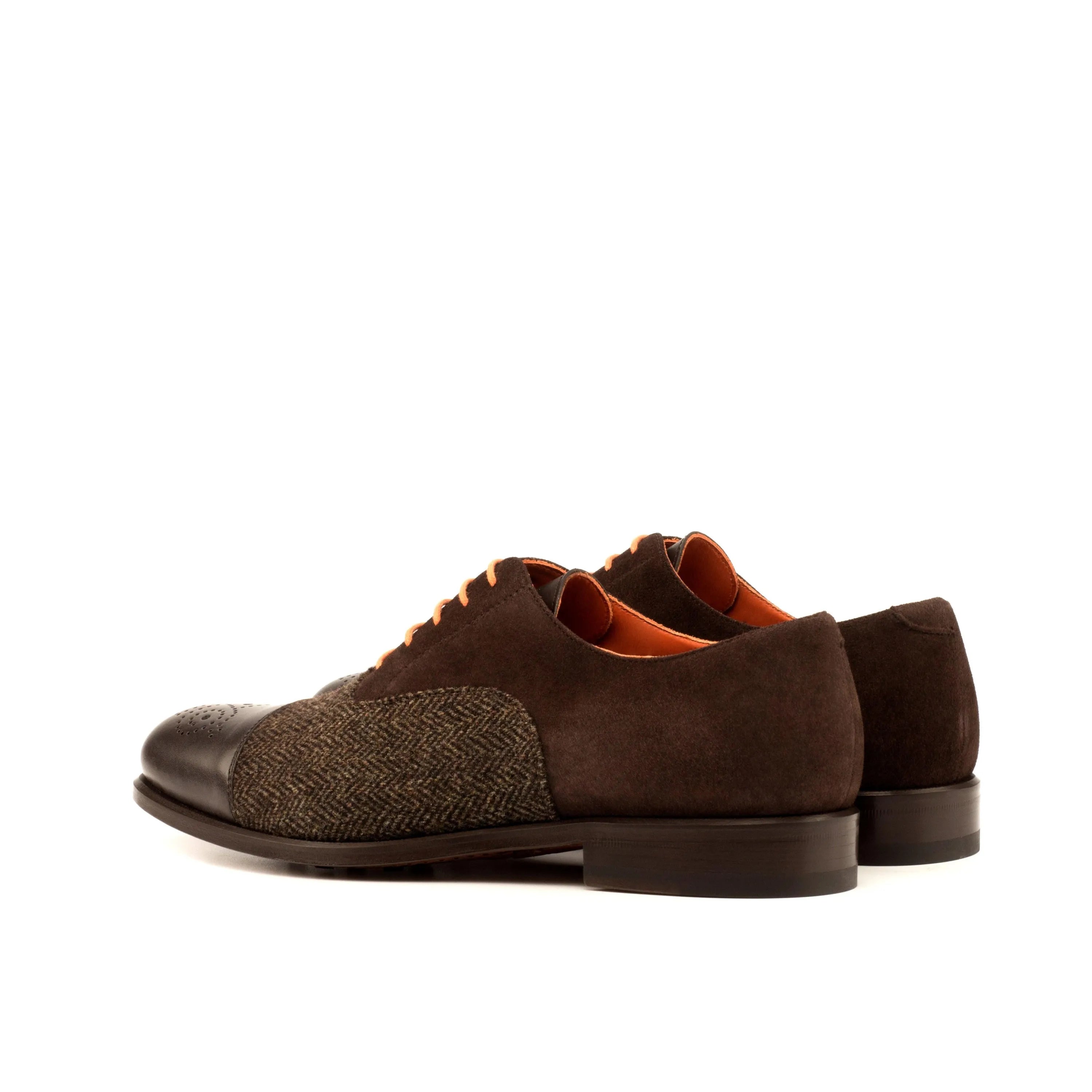 Davids Oxford shoes in brown leather and tweed