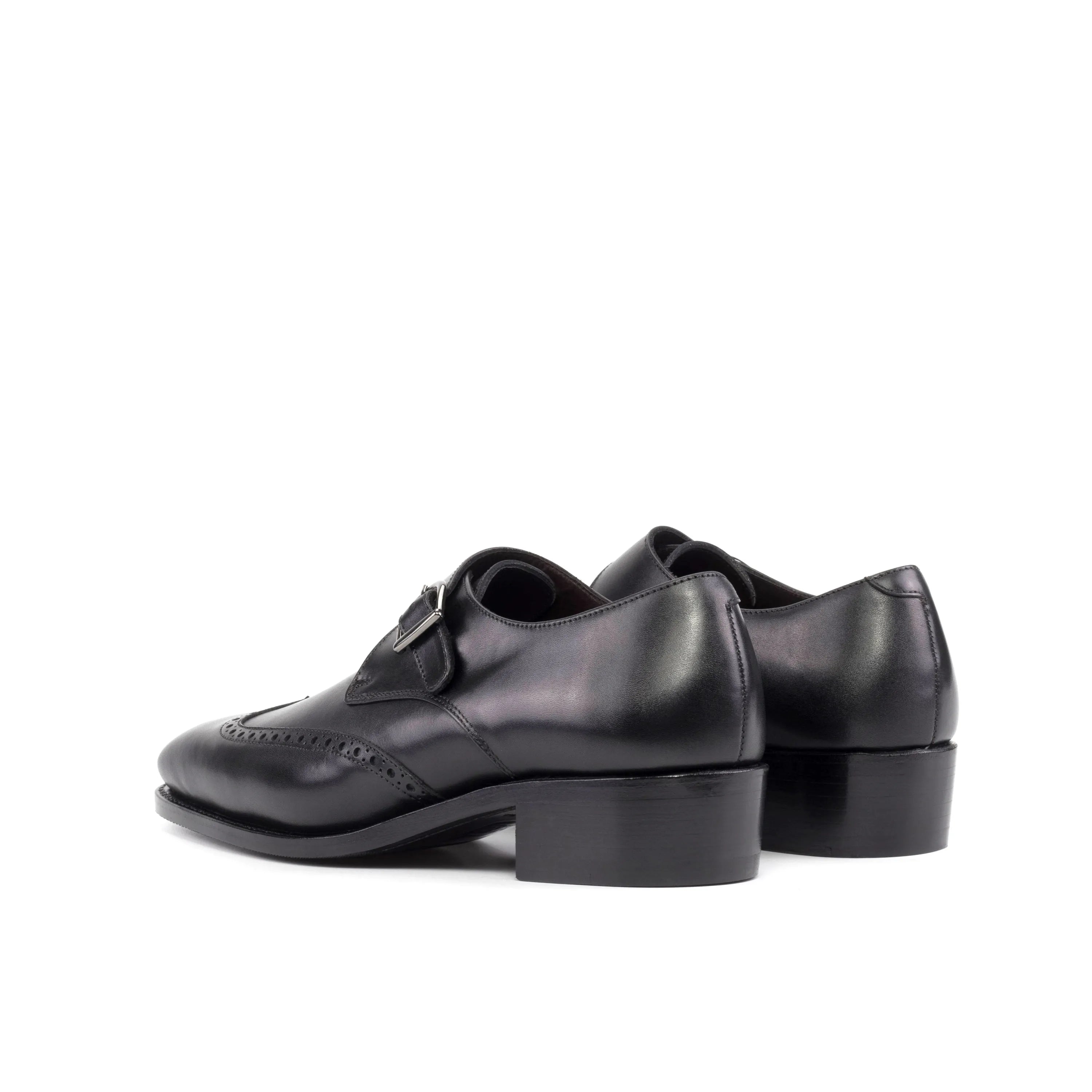 Deluca Single Monk pair of black leather shoes, fast lane delivery in 3-5 business days