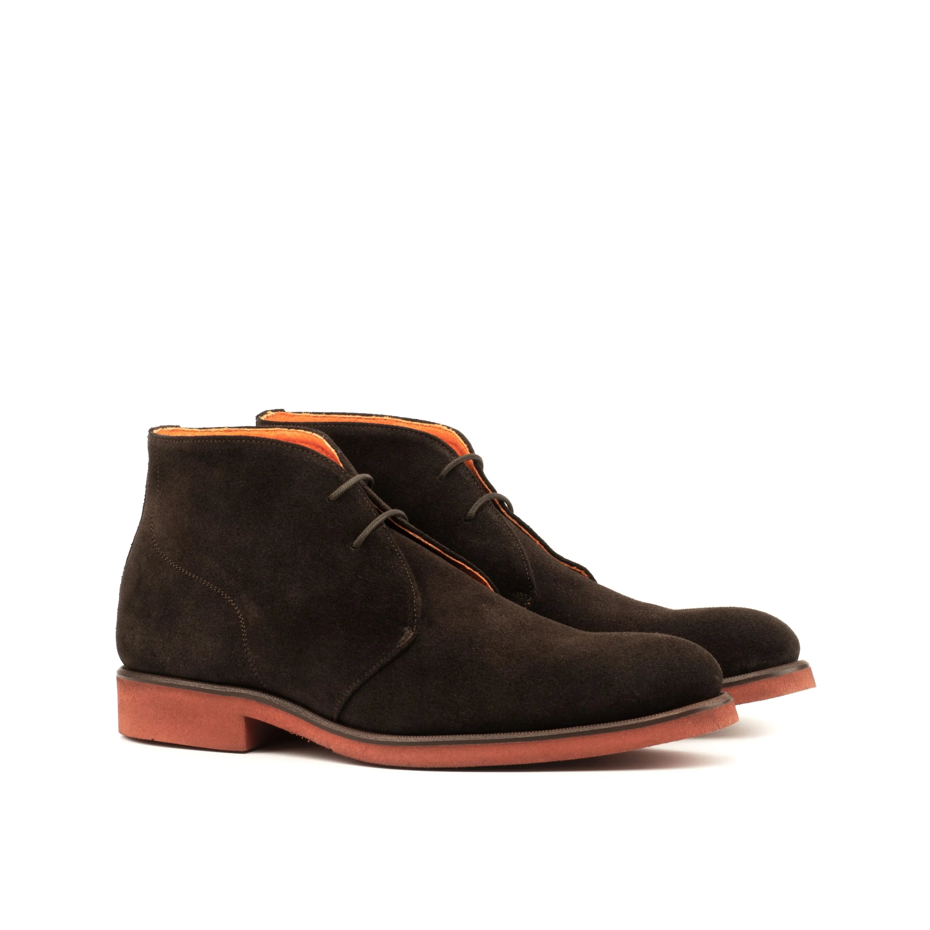Brown Demothi Chukka boots in suede, back view