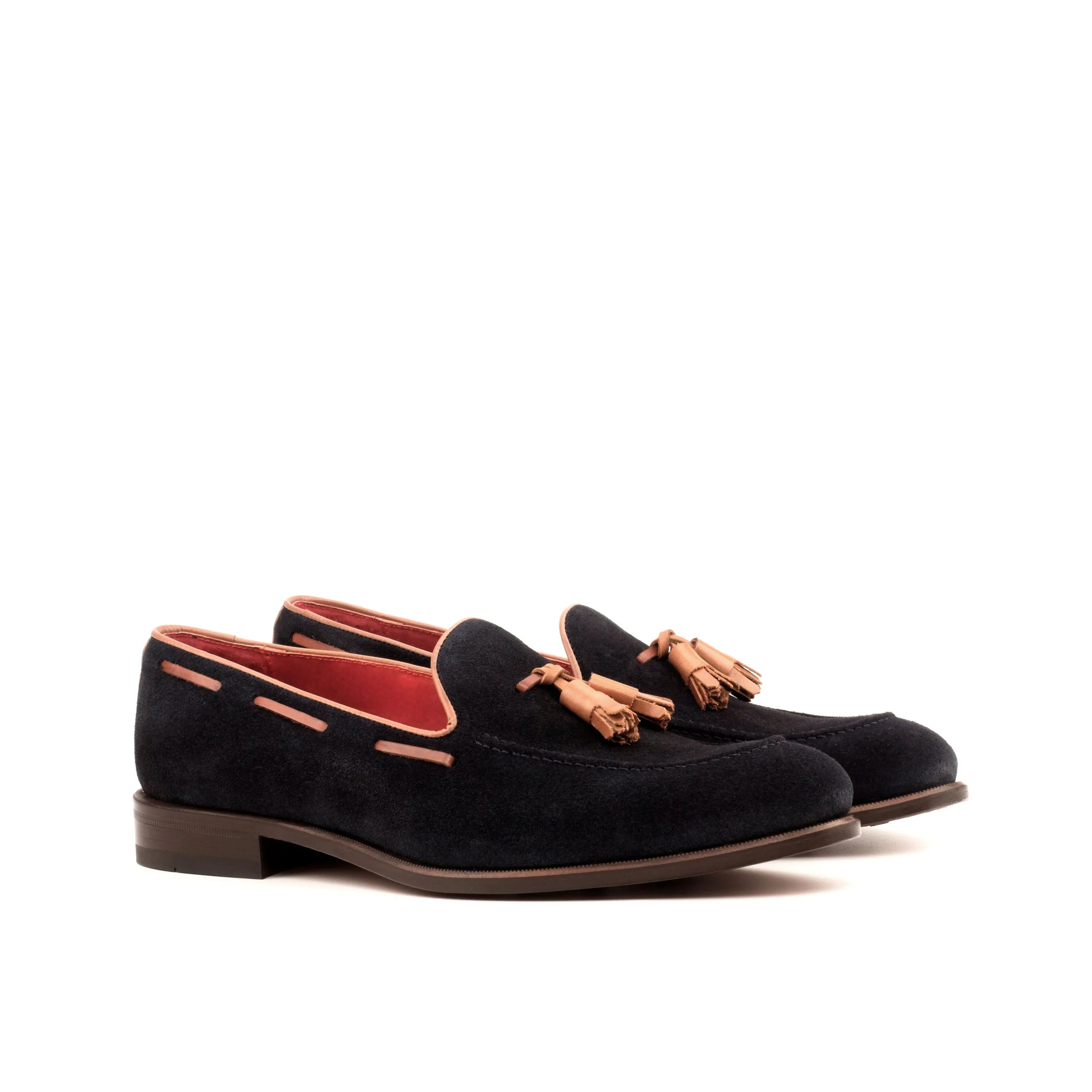 Dimilio loafers: black suede tassel luxury bespoke shoes for men