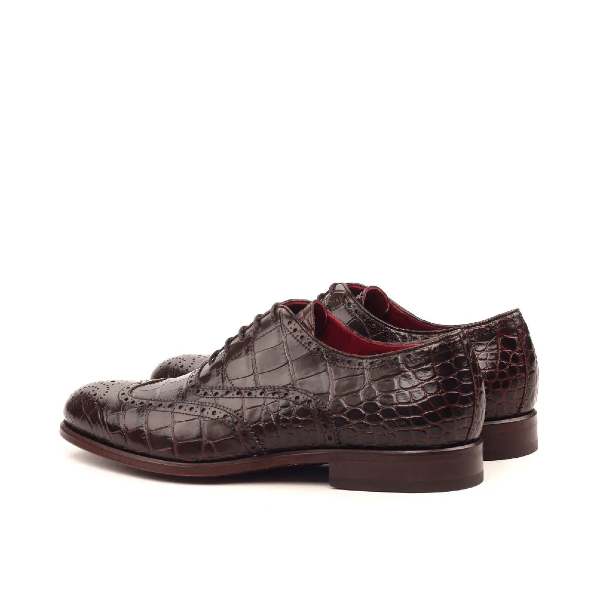 Dirk full brogue brown crocodile leather dress shoes for men