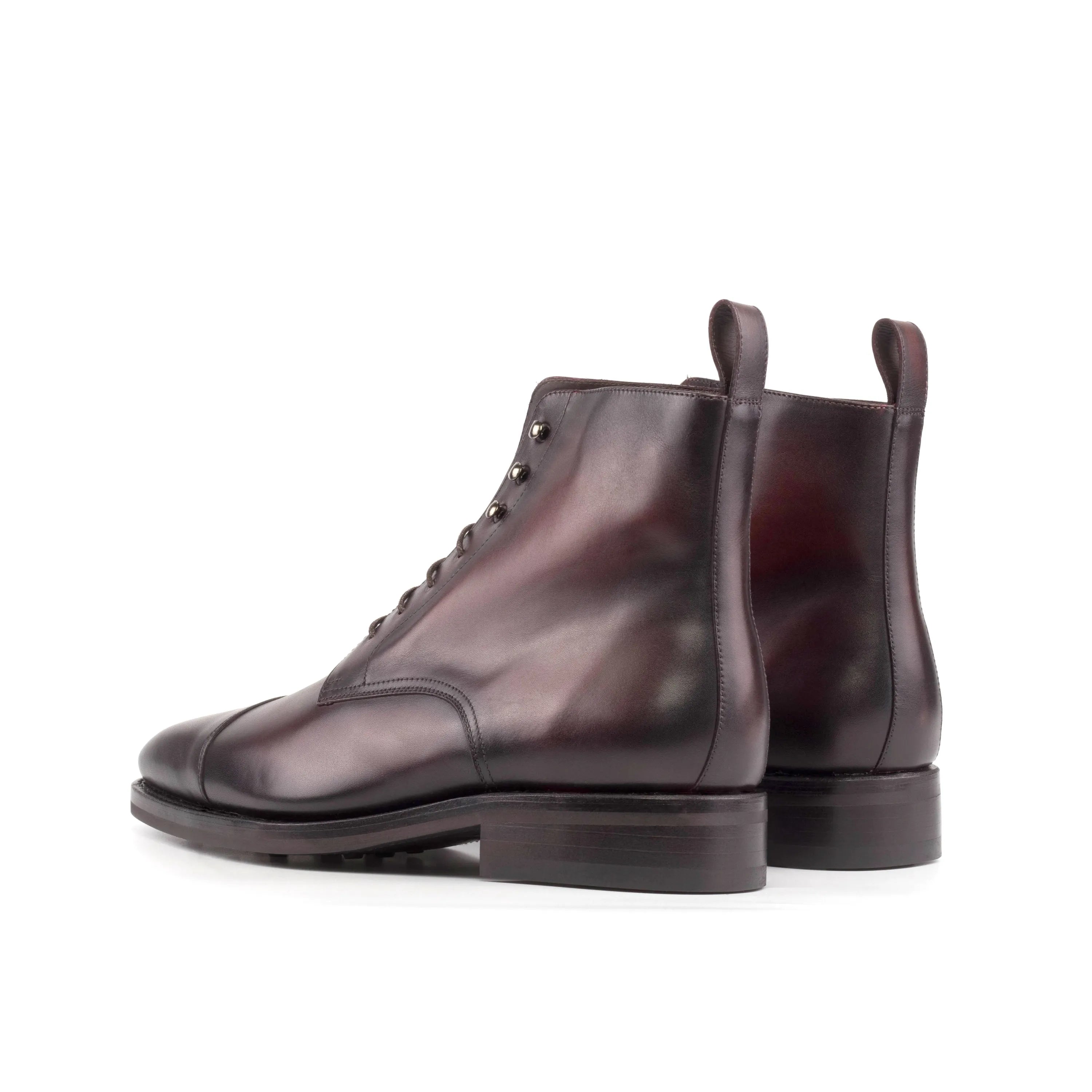 Burgundy leather cap-toe Donny Jumper Boots in fast lane style