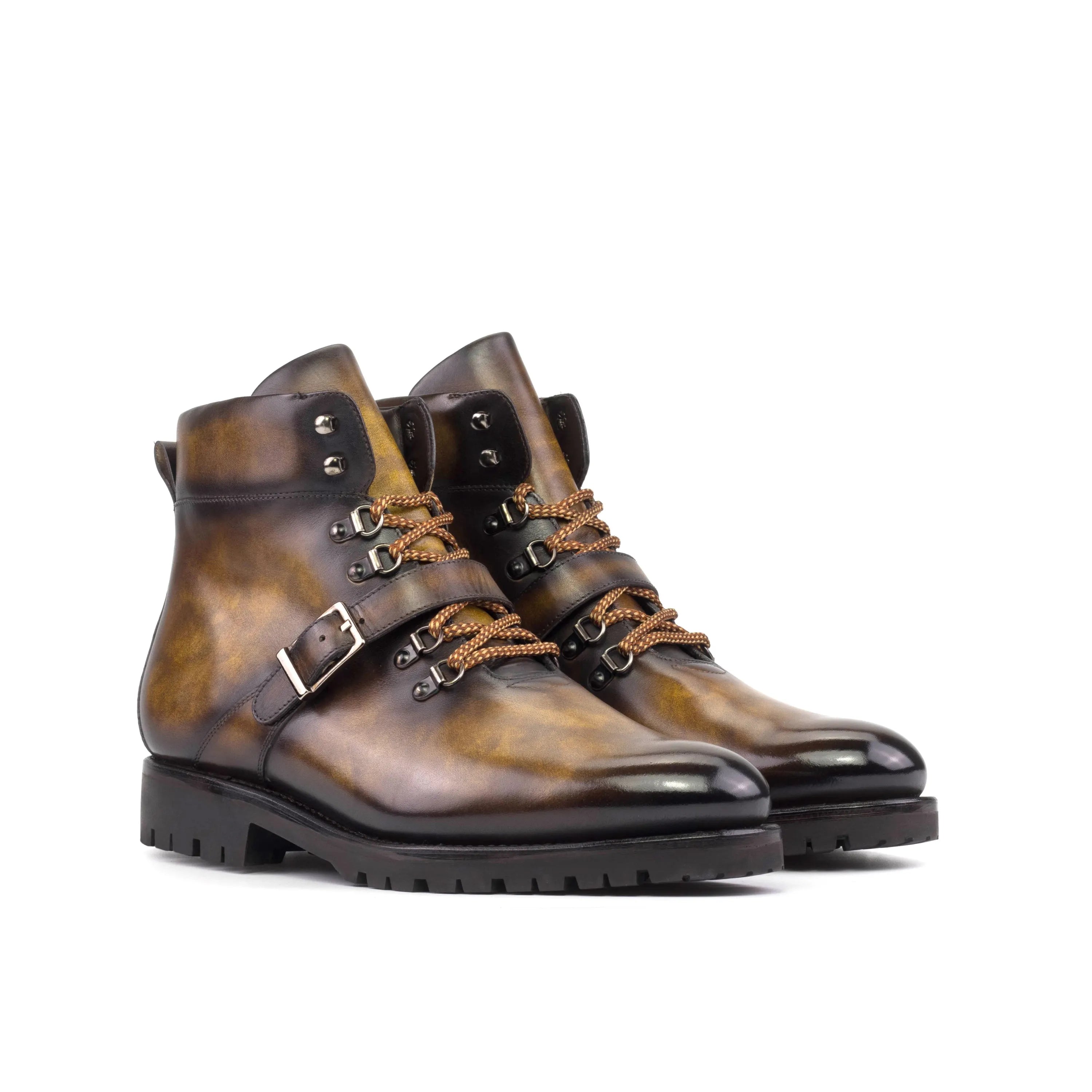 Duke patina hiking boots in brown leather