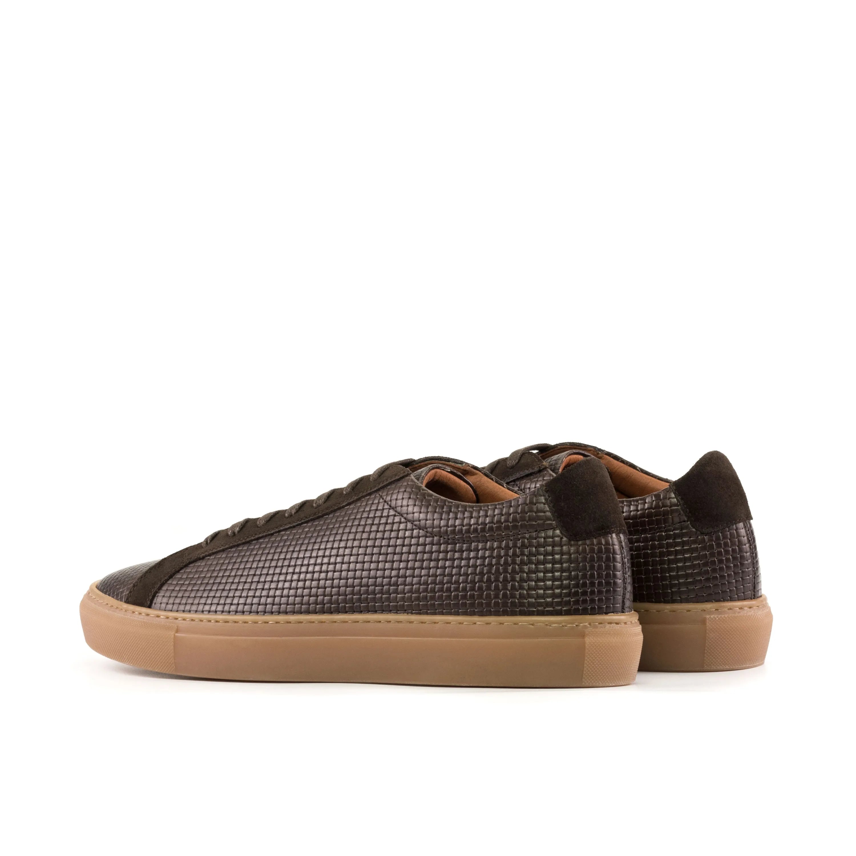 Dark brown DuranDruan low kick sneaker with woven leather