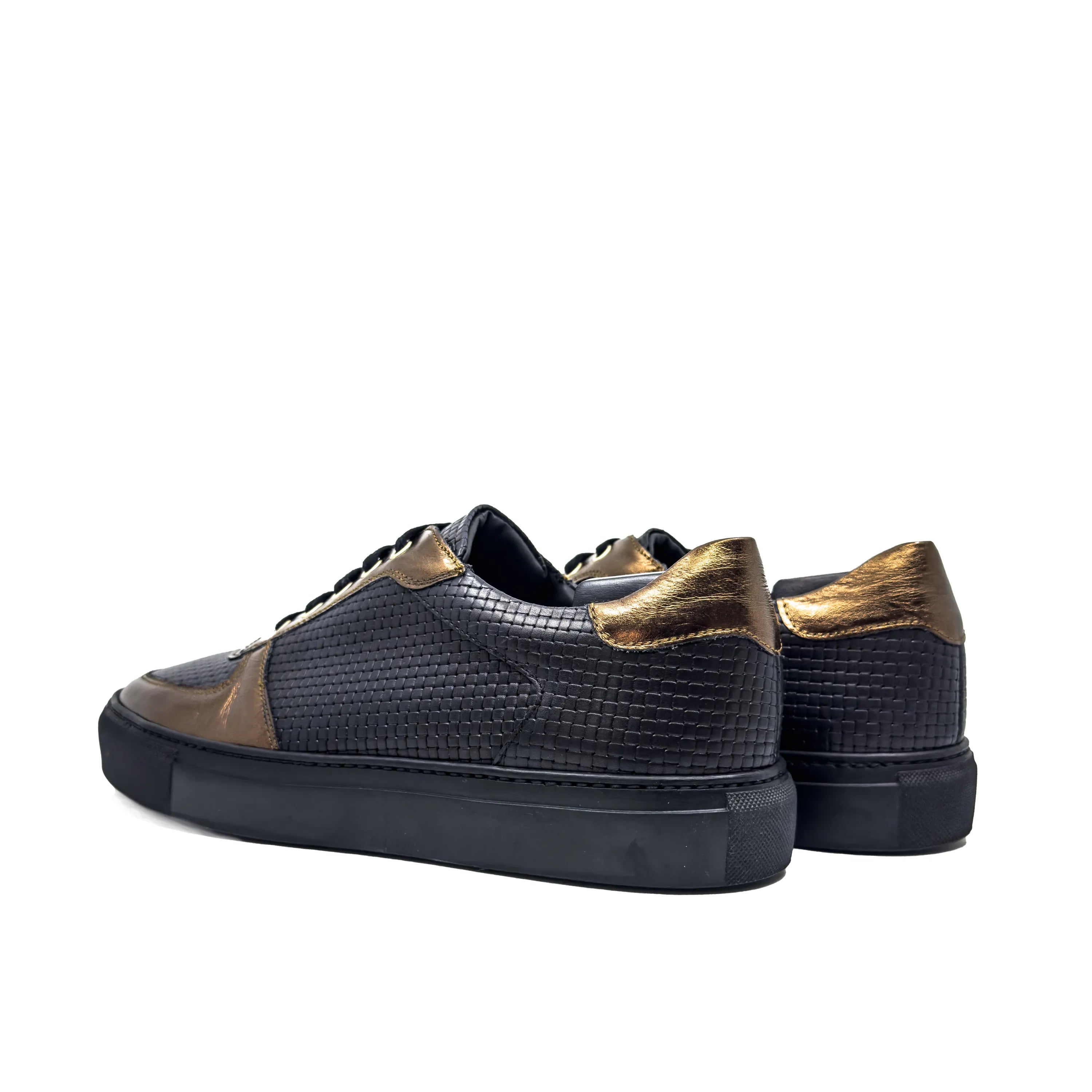 Empyr Low cupsole trainer sneaker in black and bronze leather