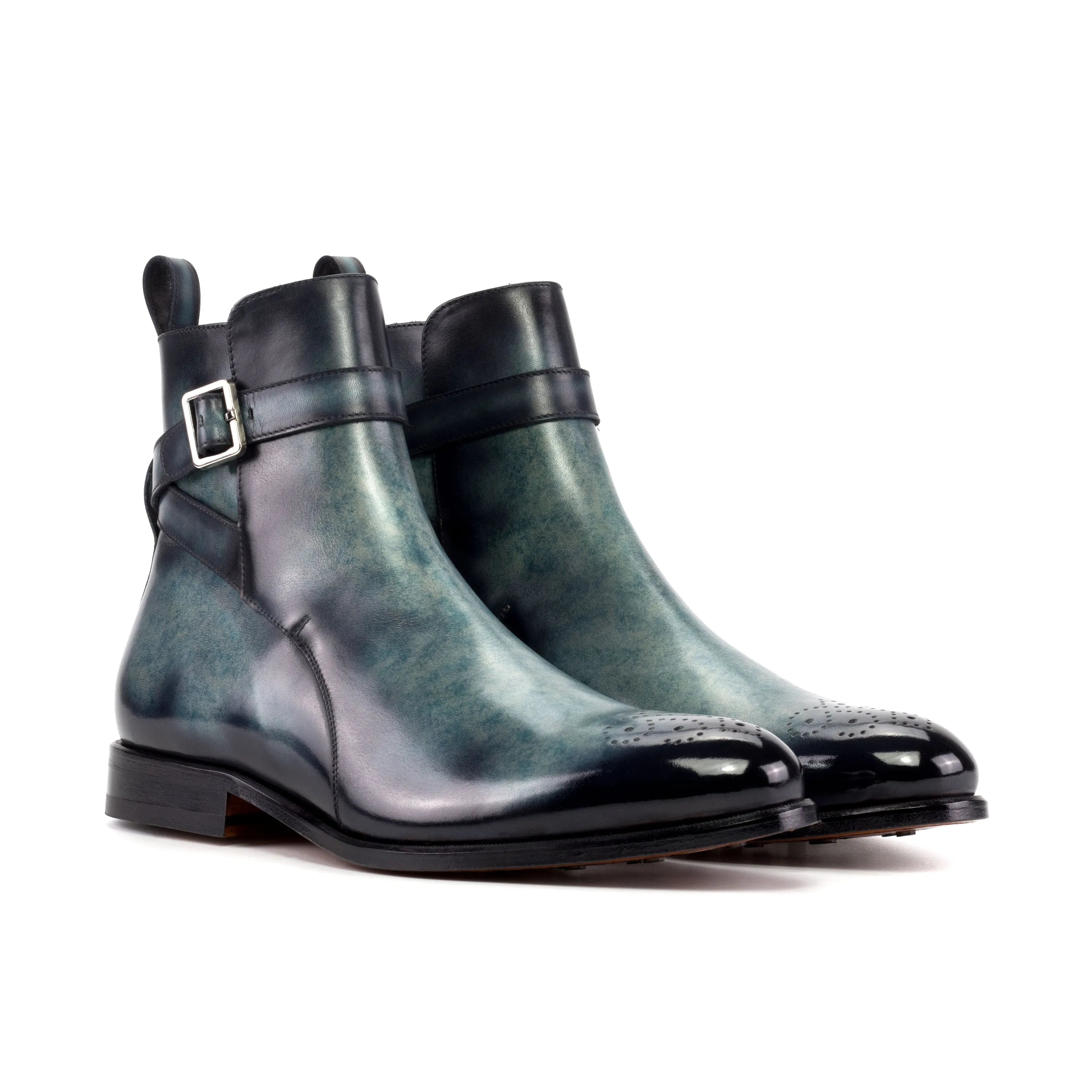 Empyrean Jodhpur Patina blue leather ankle boots
