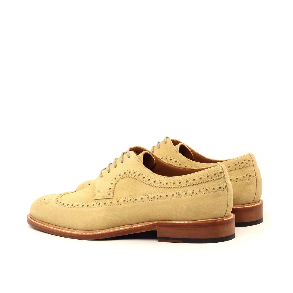 Tan leather Erie Longwing Blucher brogue shoes