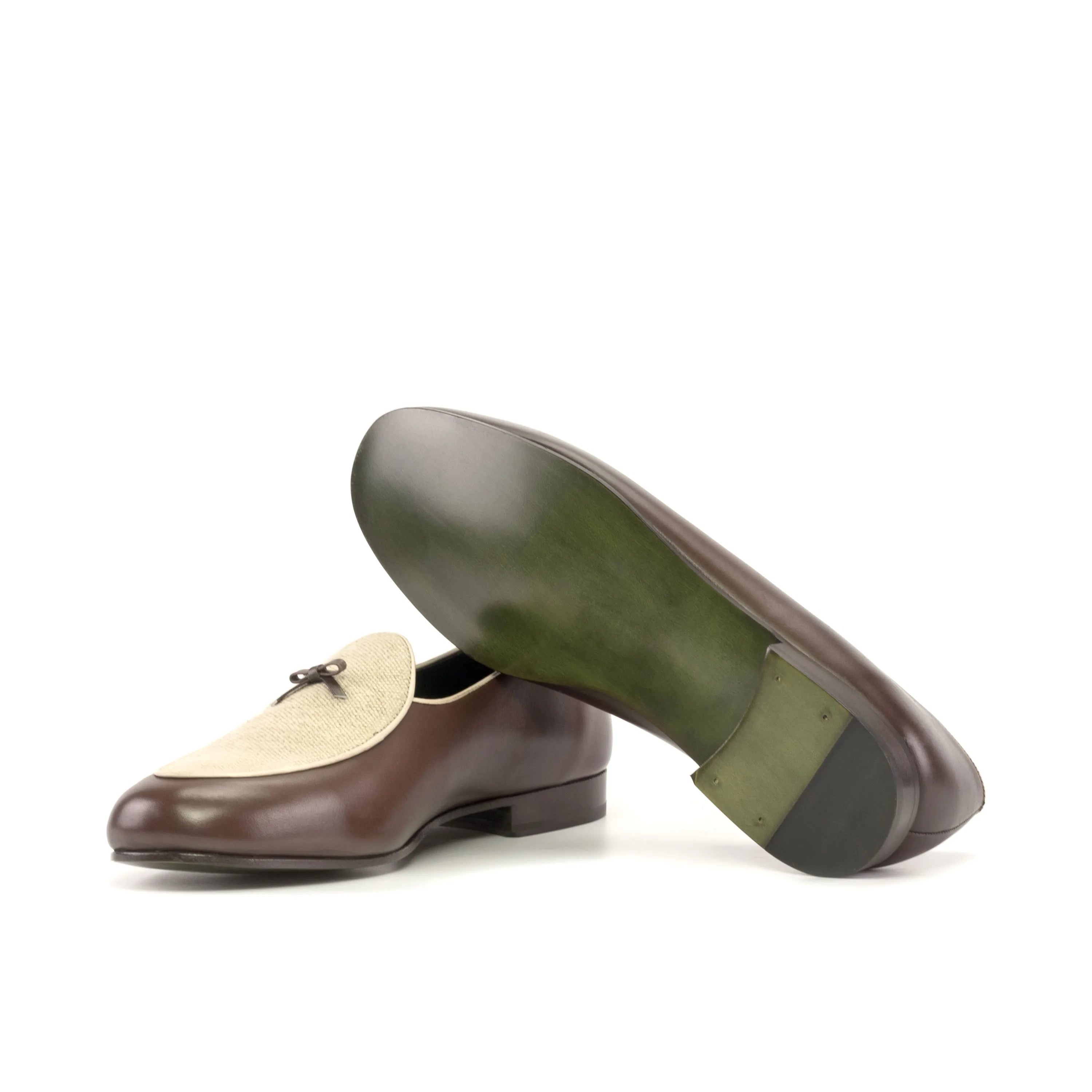 Fardoz Belgian slipper two-tone leather loafers back view