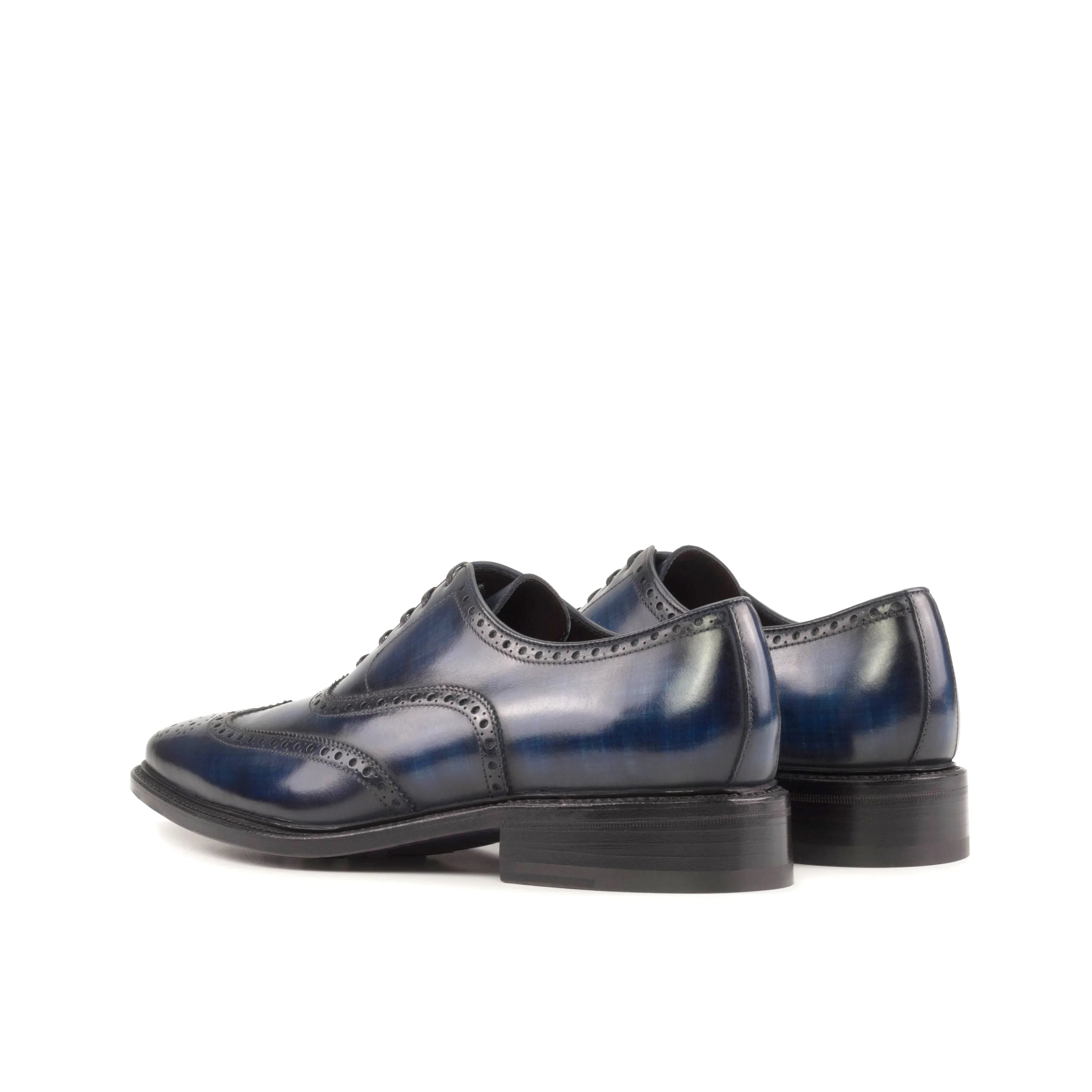 Federico Patina full brogue blue leather wingtip dress shoes