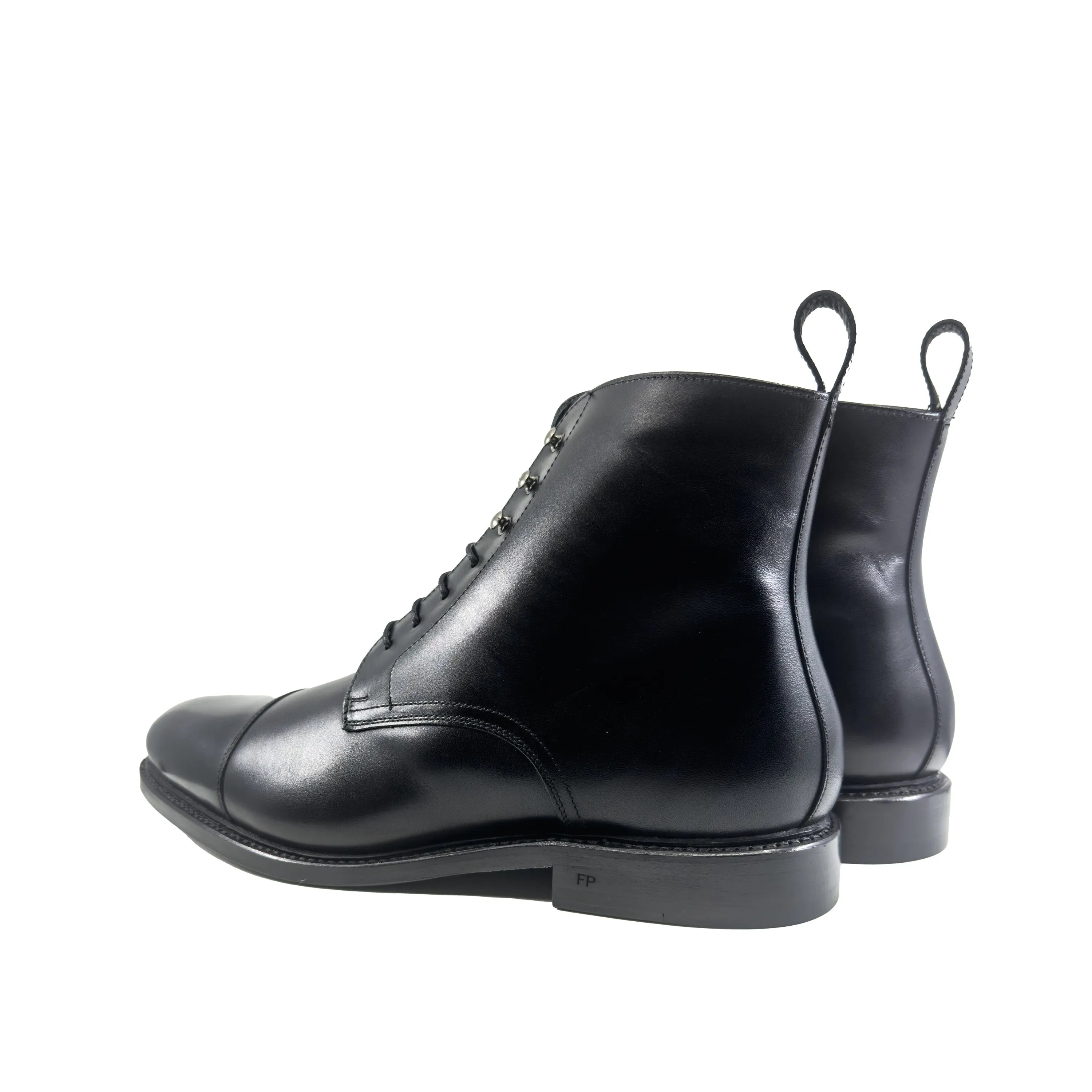 Black FP Jumper Boots with leather lace-up back view, fast lane delivery in 3-5 business days