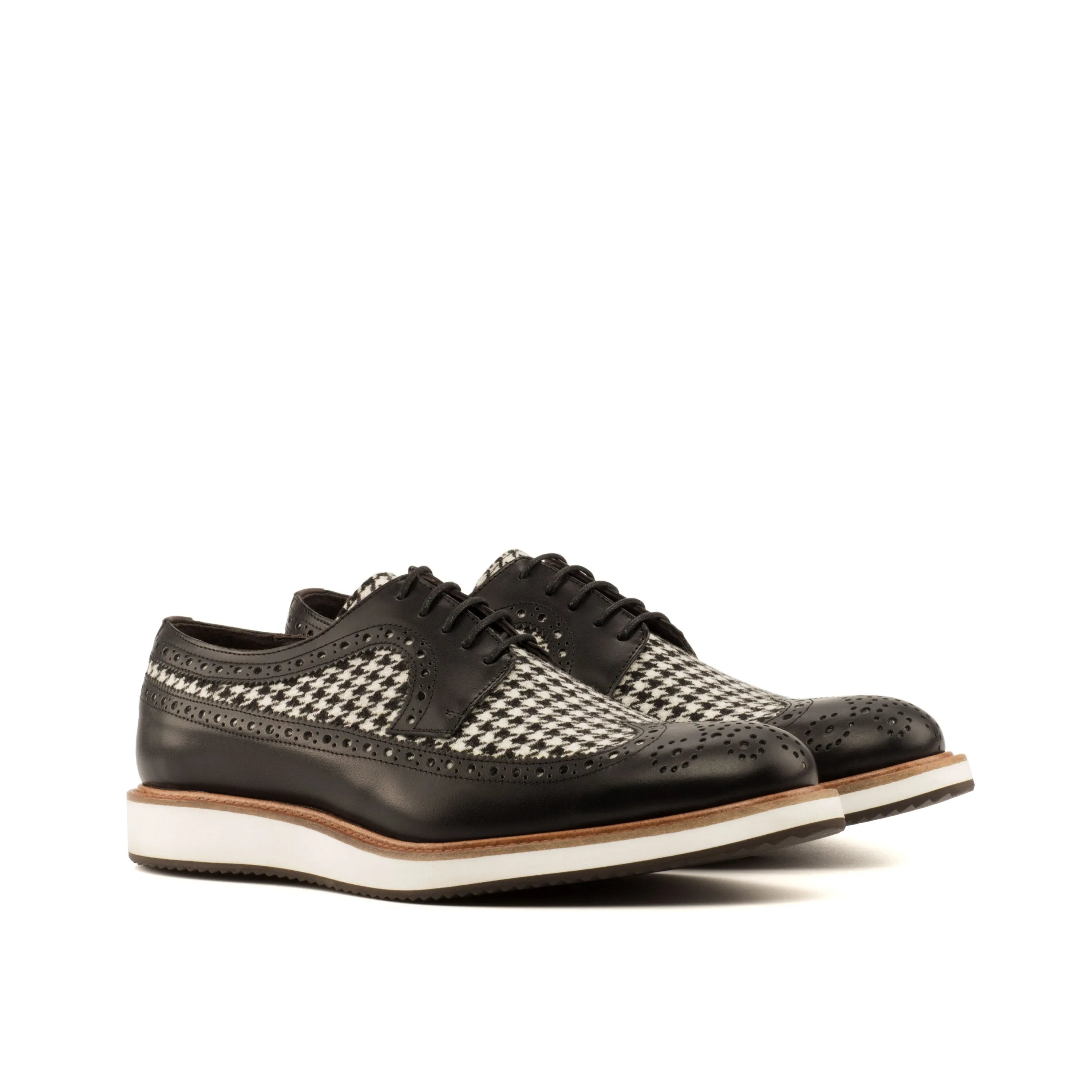 Franko Longwing Blucher black and white houndstooth dress shoes