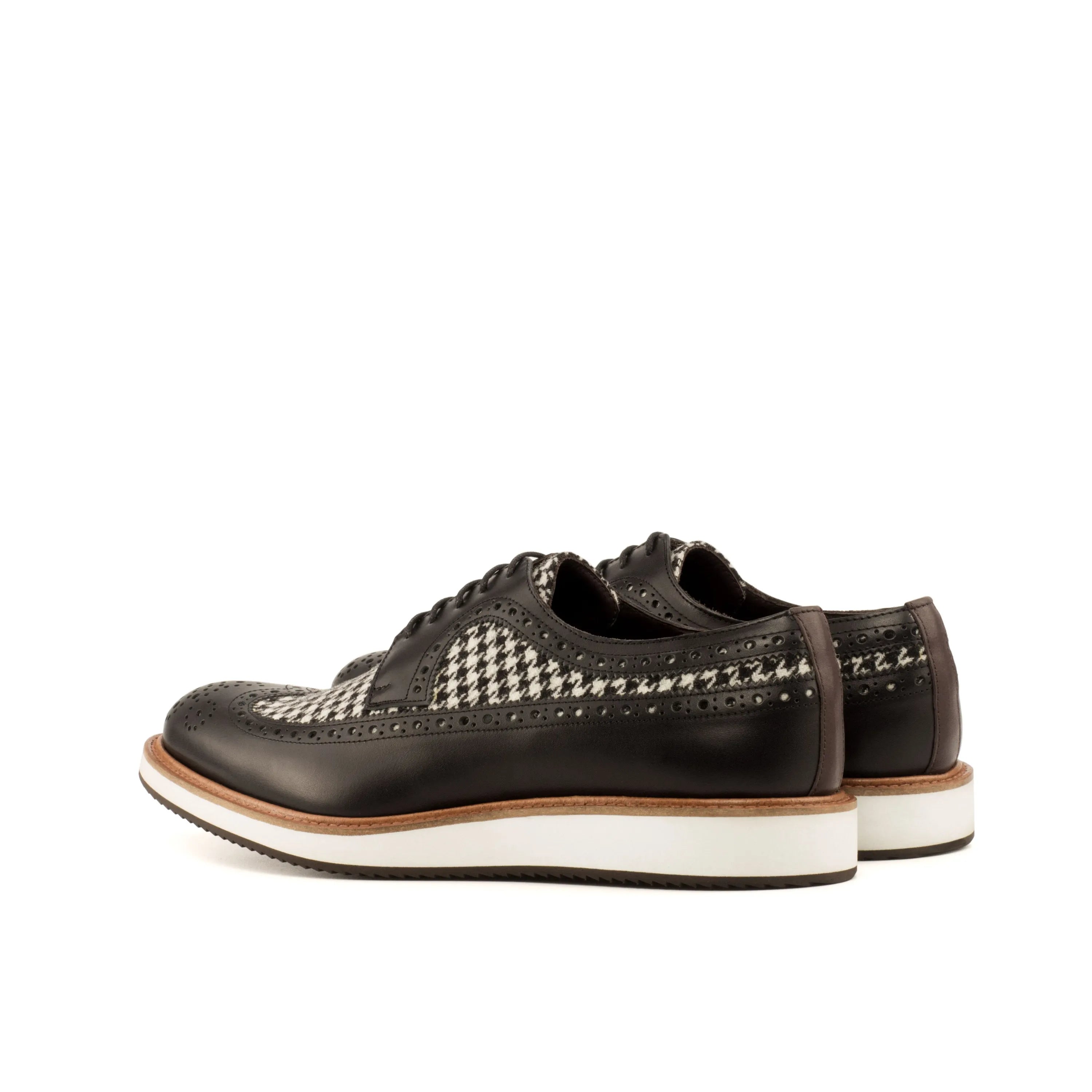 Franko longwing blucher black and white houndstooth wingtip shoes