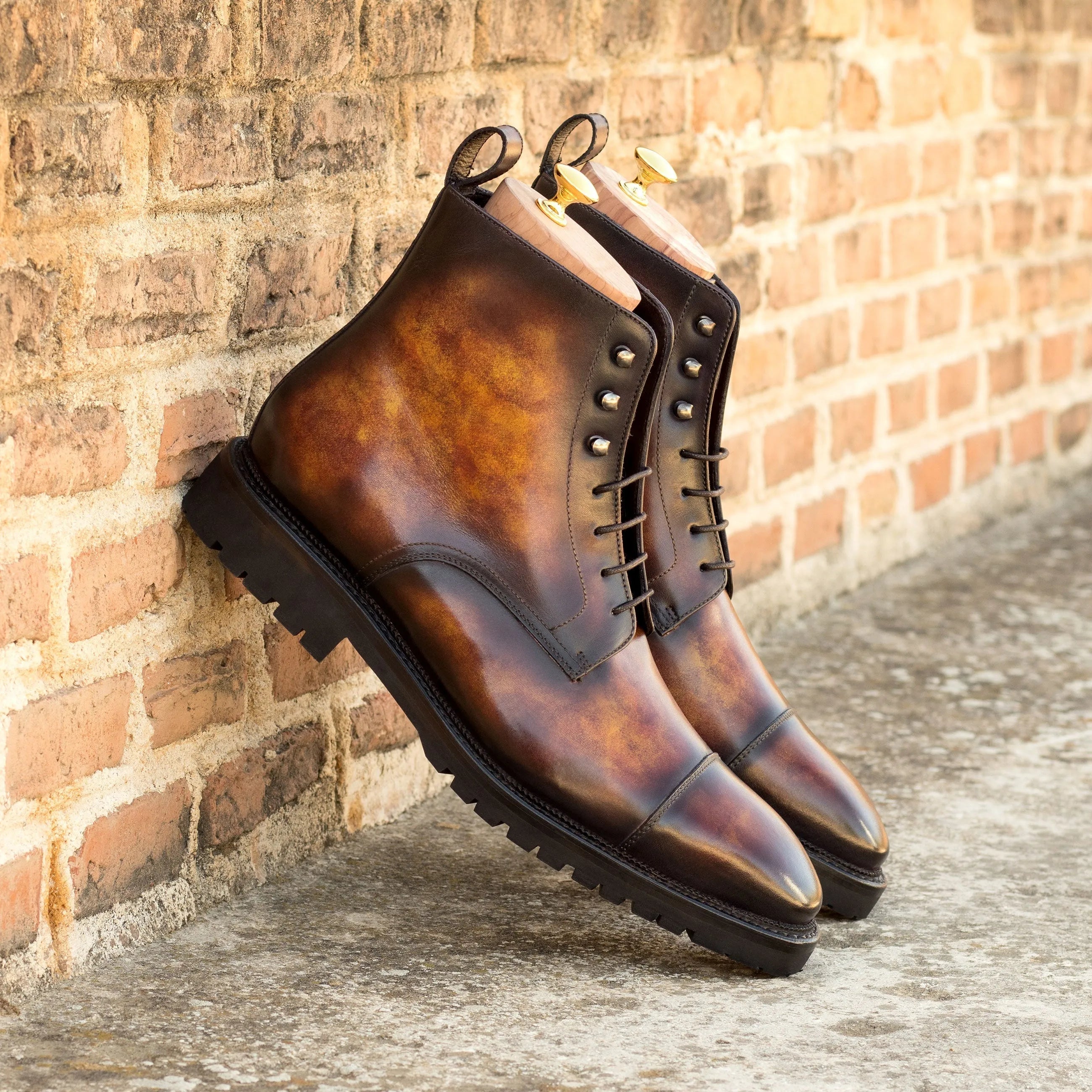 Frankoz Patina Jumper Boots II brown leather lace-up boots
